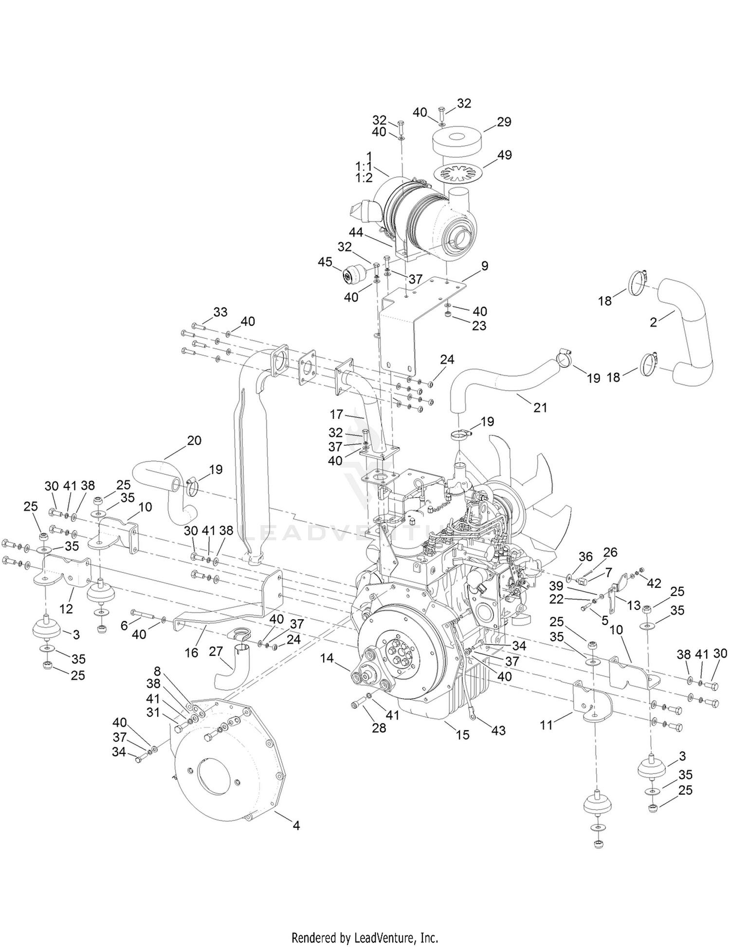 Engine and Mounting Assembly