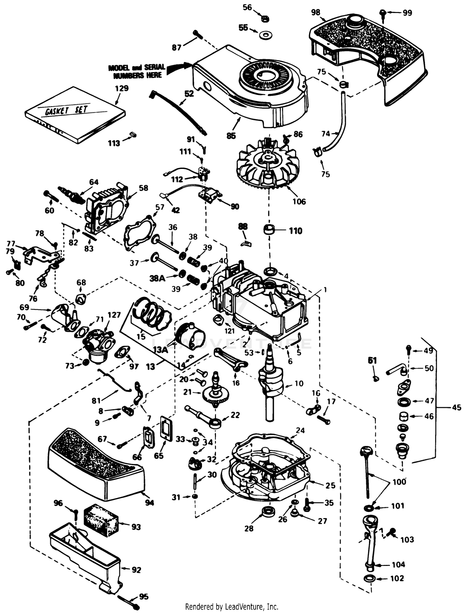Engine Tecumseh Model No. Tnt 100 10097e