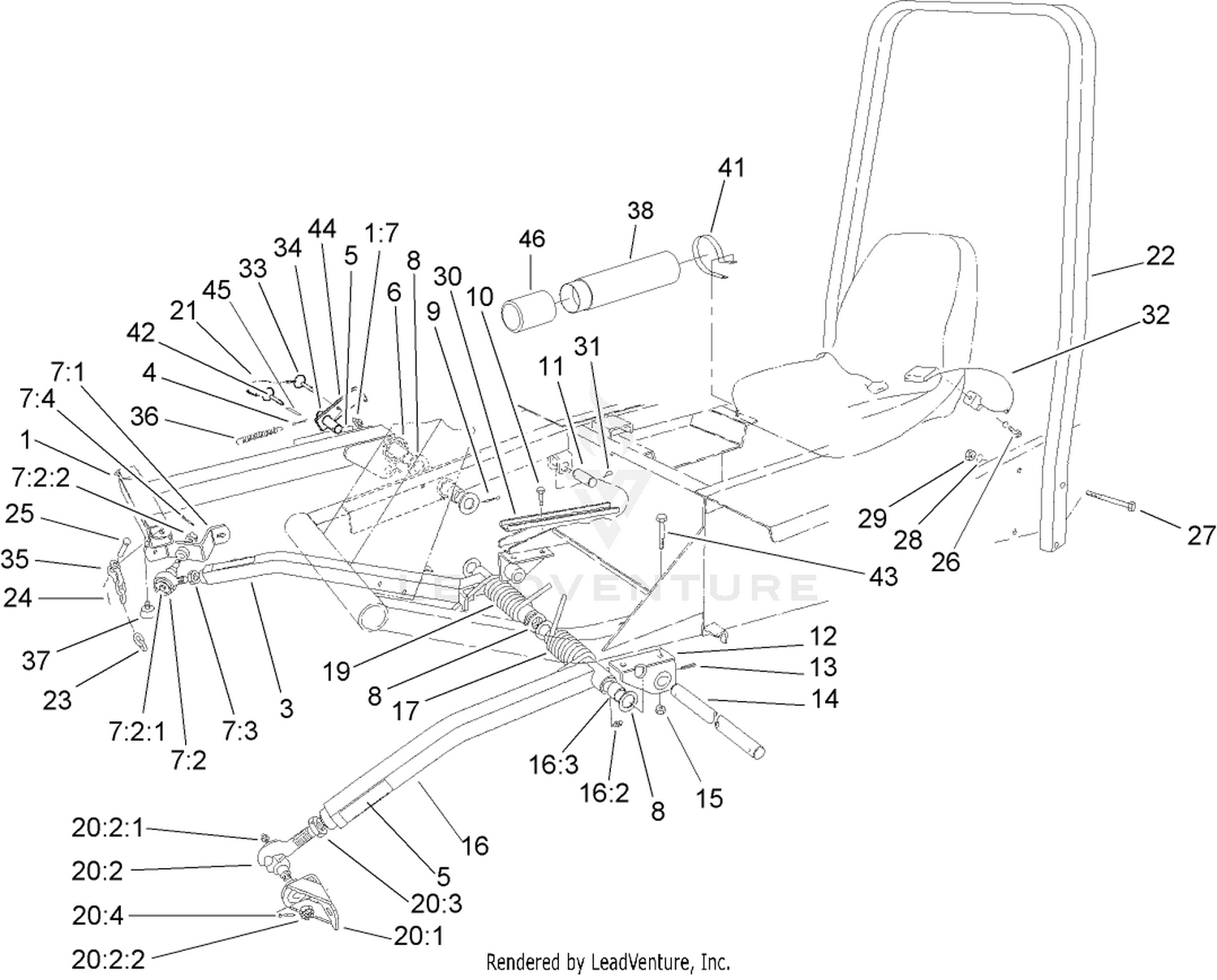 Push Arm and ROPS Assembly