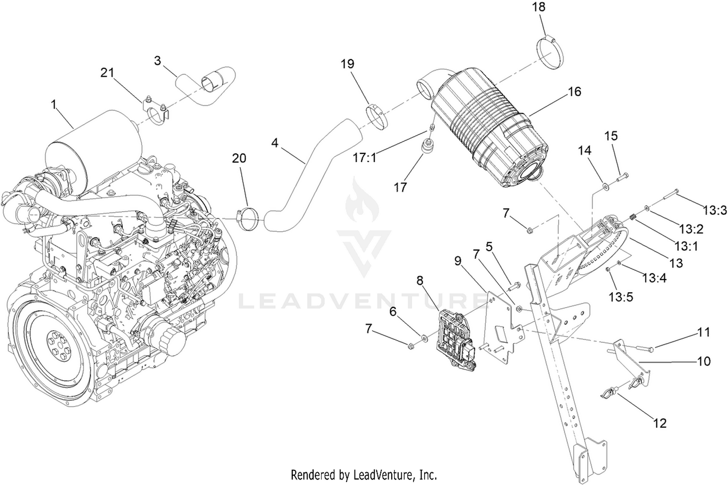 Engine, Air Cleaner and Controller Assembly