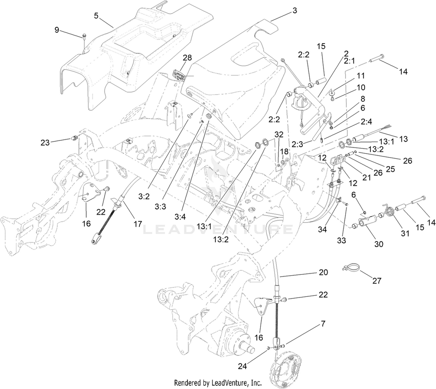 Brake Cable and Lever Assembly