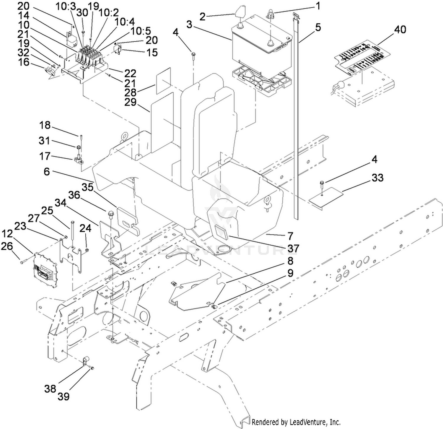 Power Center, Battery and Storage Box Assembly