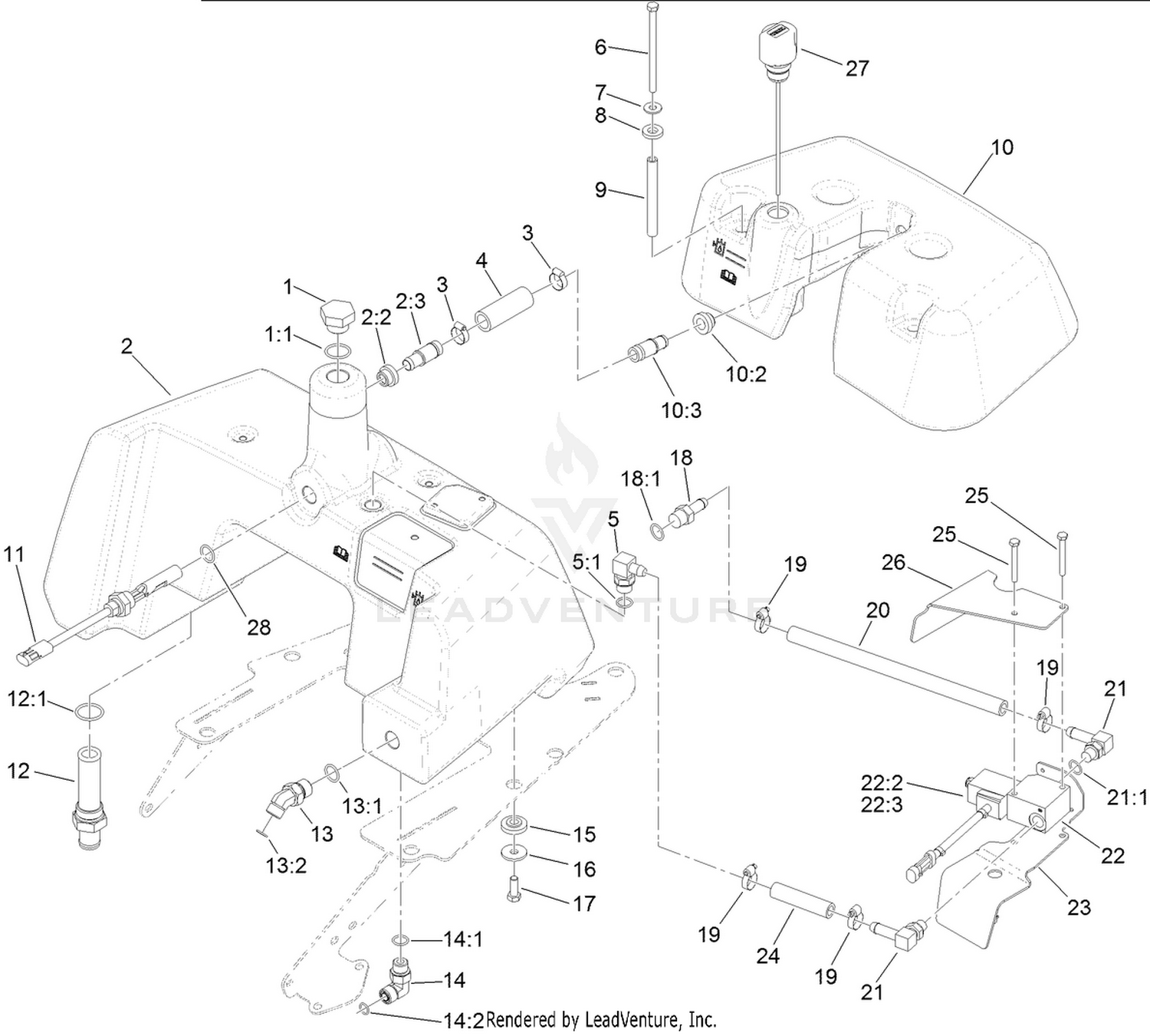 Hydraulic Tank and Leak Detector Assembly