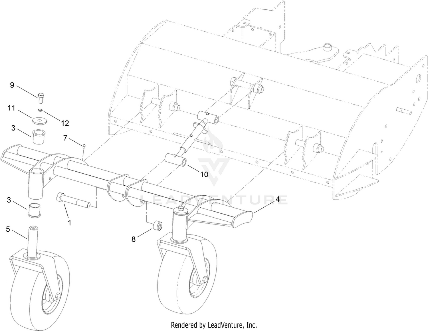 Caster Wheel and Carrier Assembly  36 Inch Flail Attachment