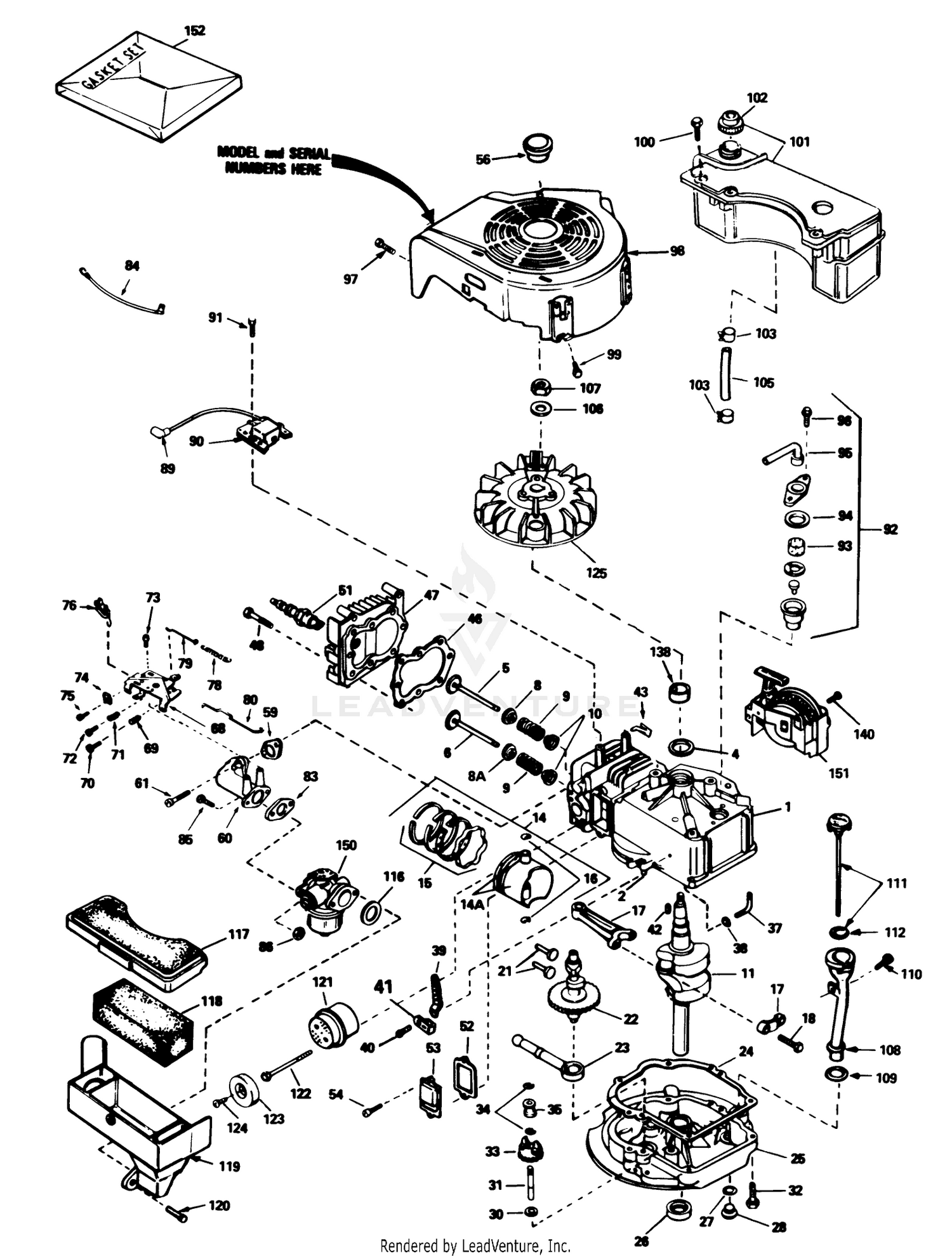 Engine Tecumseh Model No. Tvs100-44003