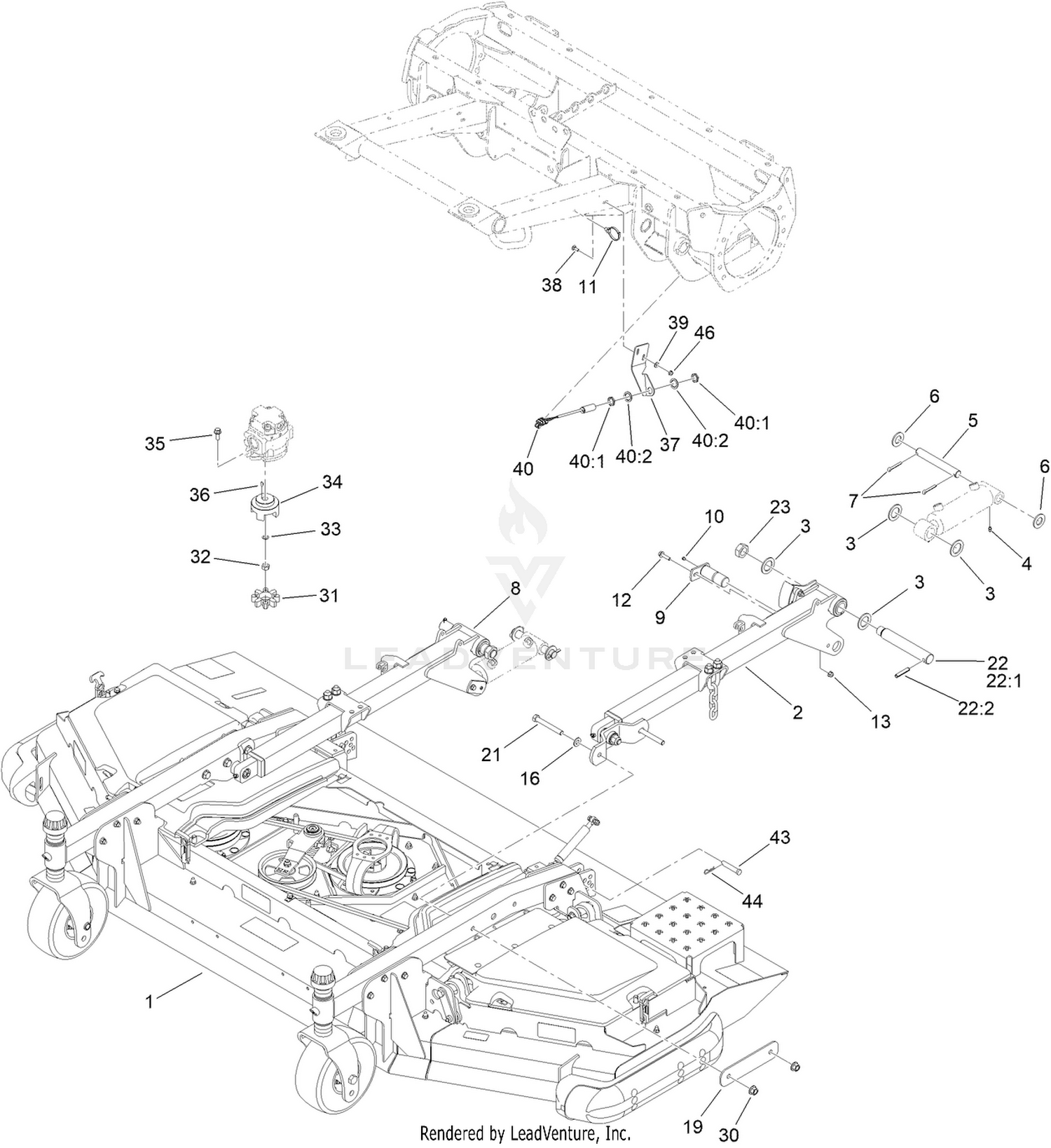 Center Front Deck Connection Assembly