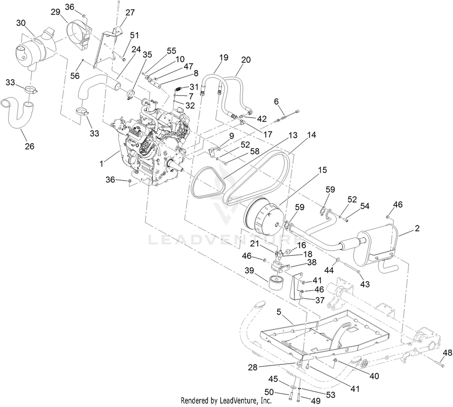 Engine, Clutch and Air Cleaner Assembly