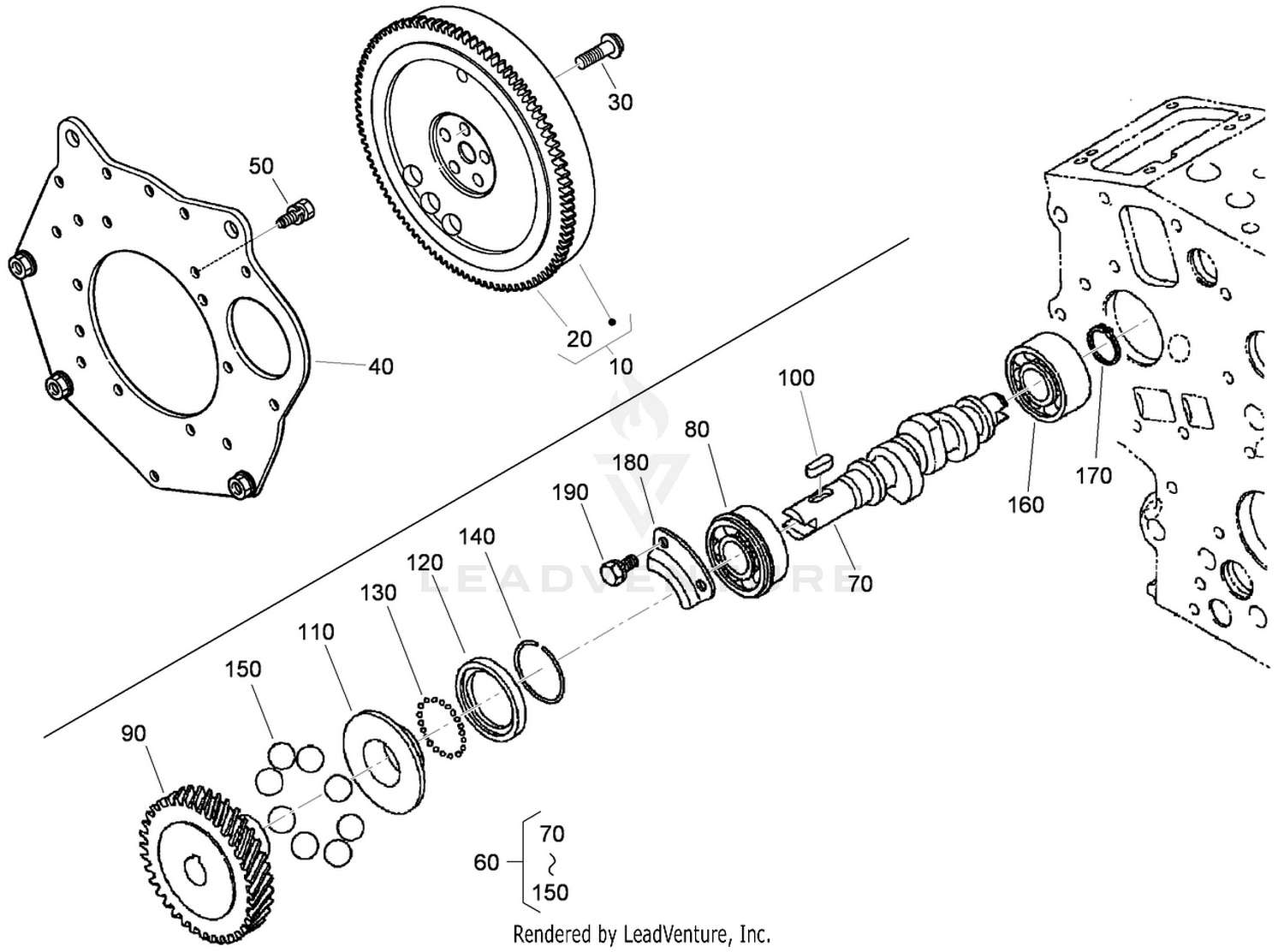 Flywheel and Fuel Camshaft Assembly