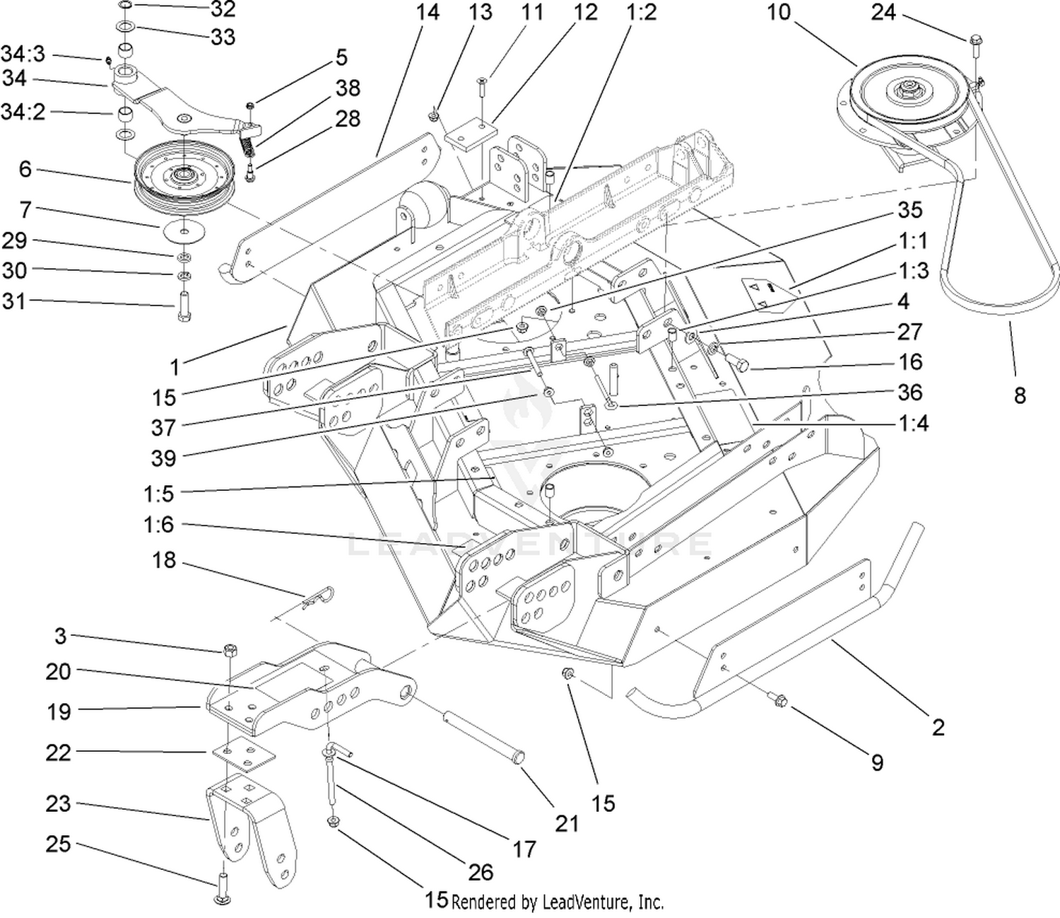 Left Hand Deck, Idler and Skid Assembly
