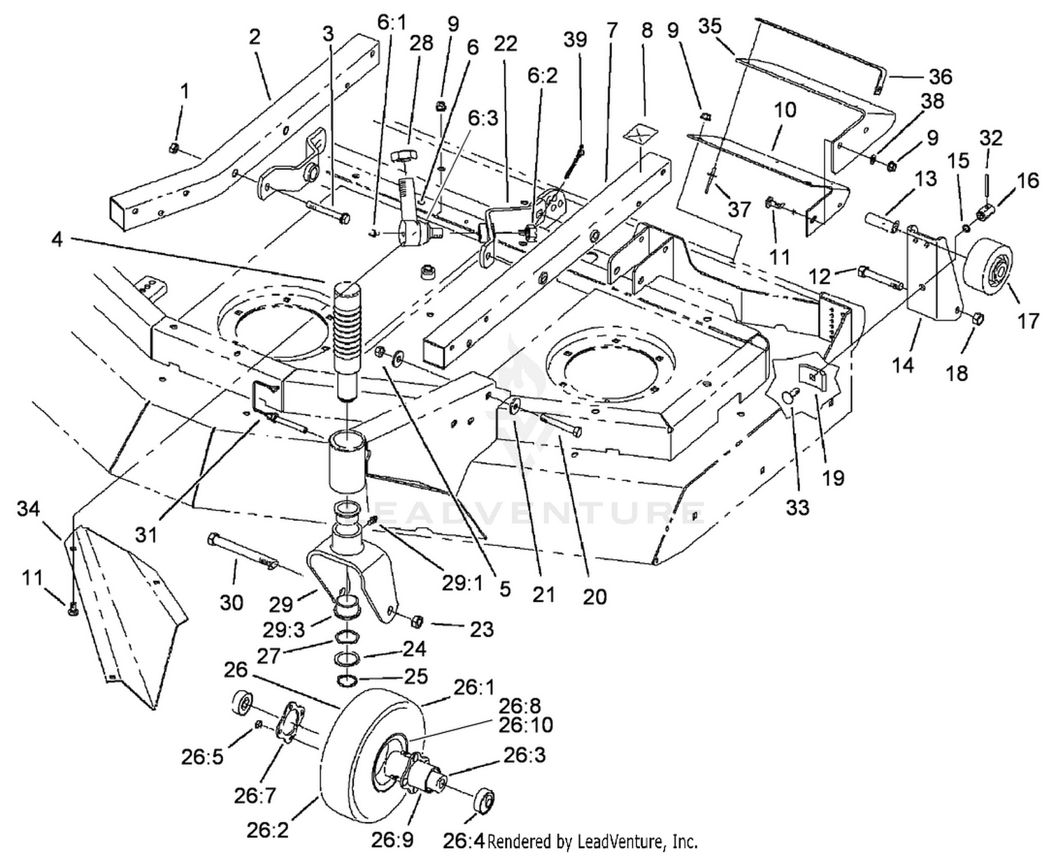 Caster Arm and Deflector Assembly