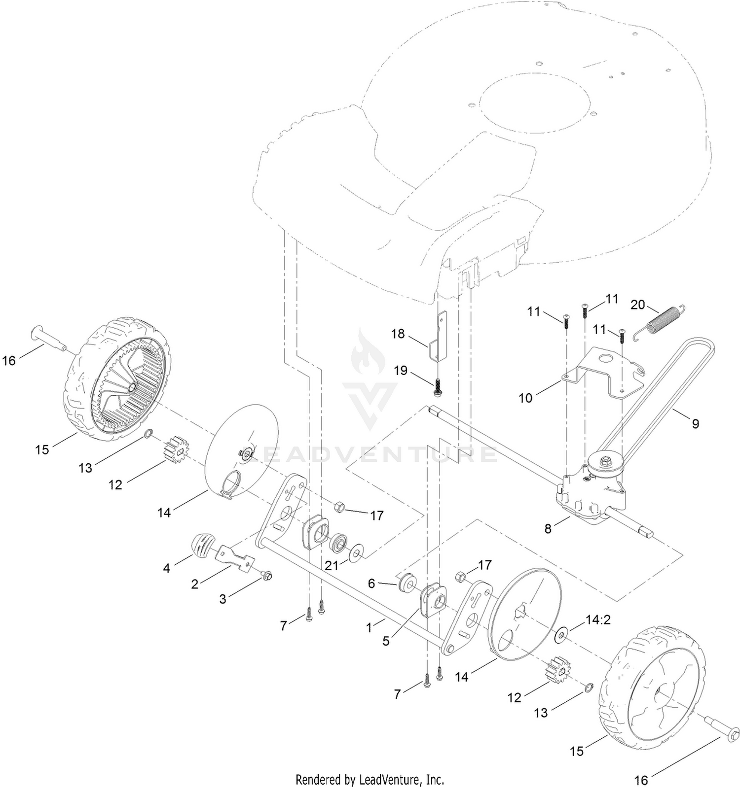 Front Wheel and Height-of-Cut Assembly