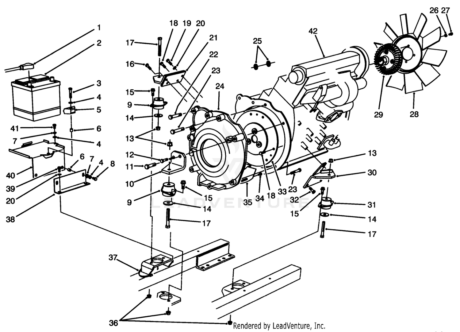 Engine  Battery Installation Assembly