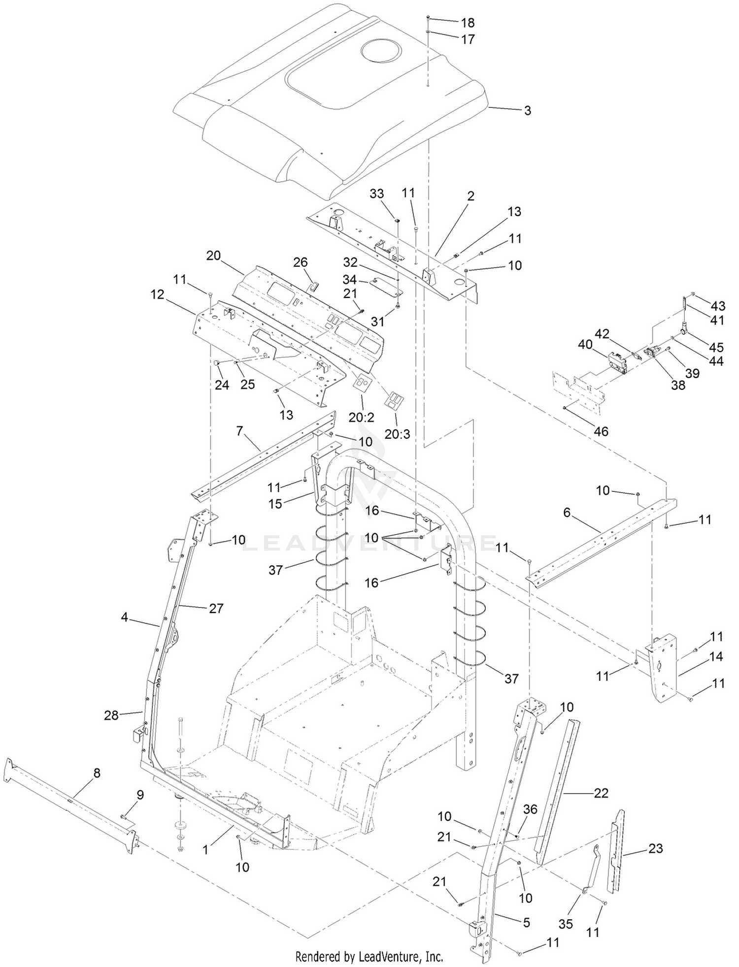 2 Post ROPS Extension Assembly