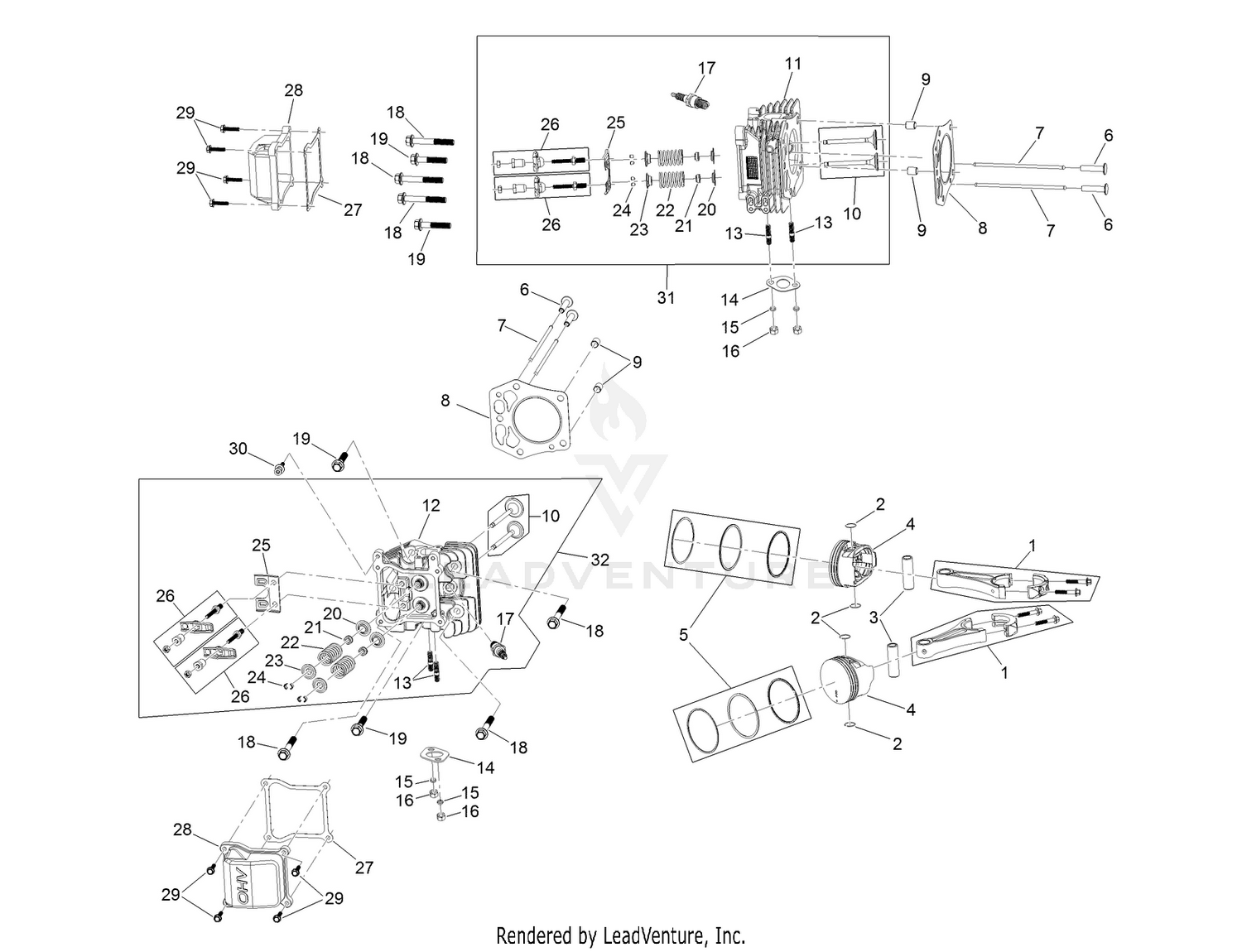 Piston and Cylinder Head Assembly