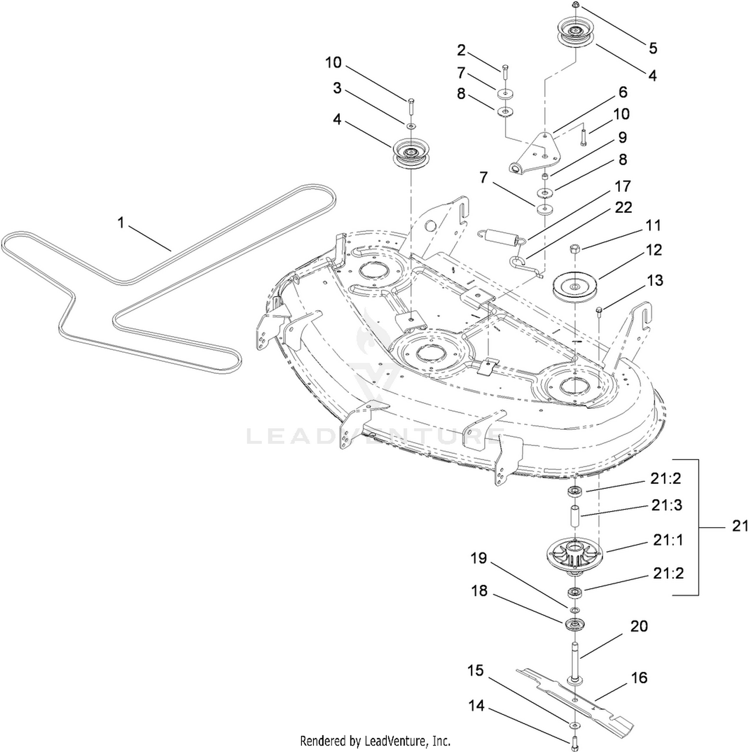 50 Inch Deck Spindle and Blade Assembly