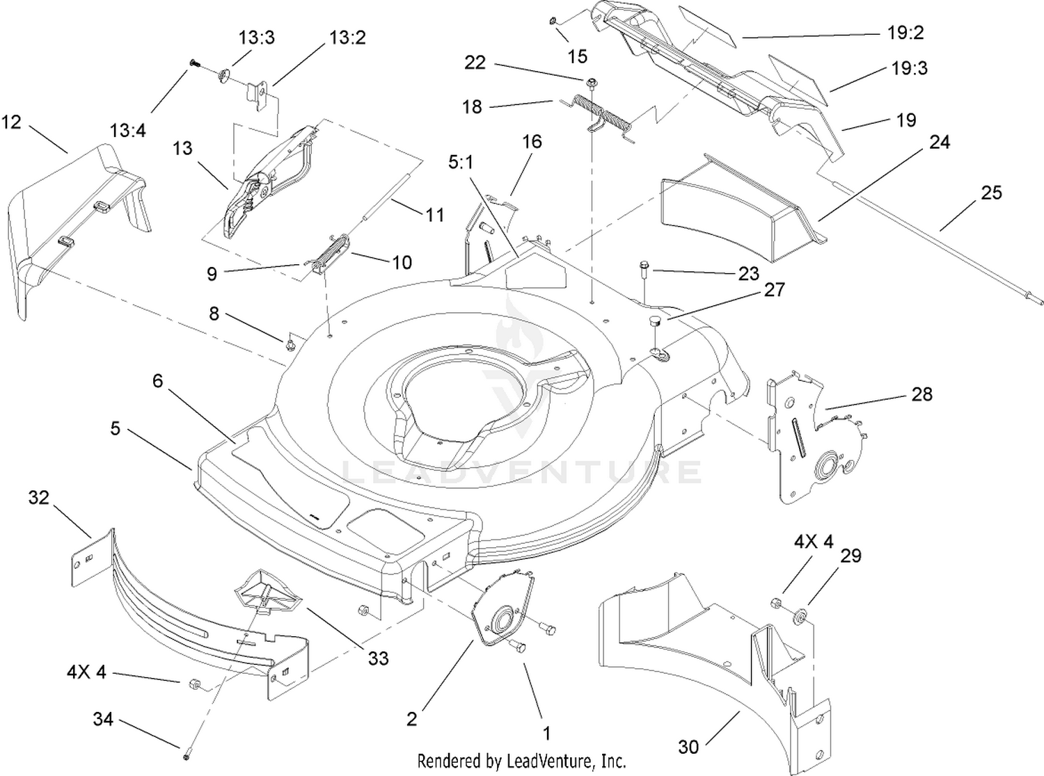 Deck, Side Chute and Rear Door Assembly