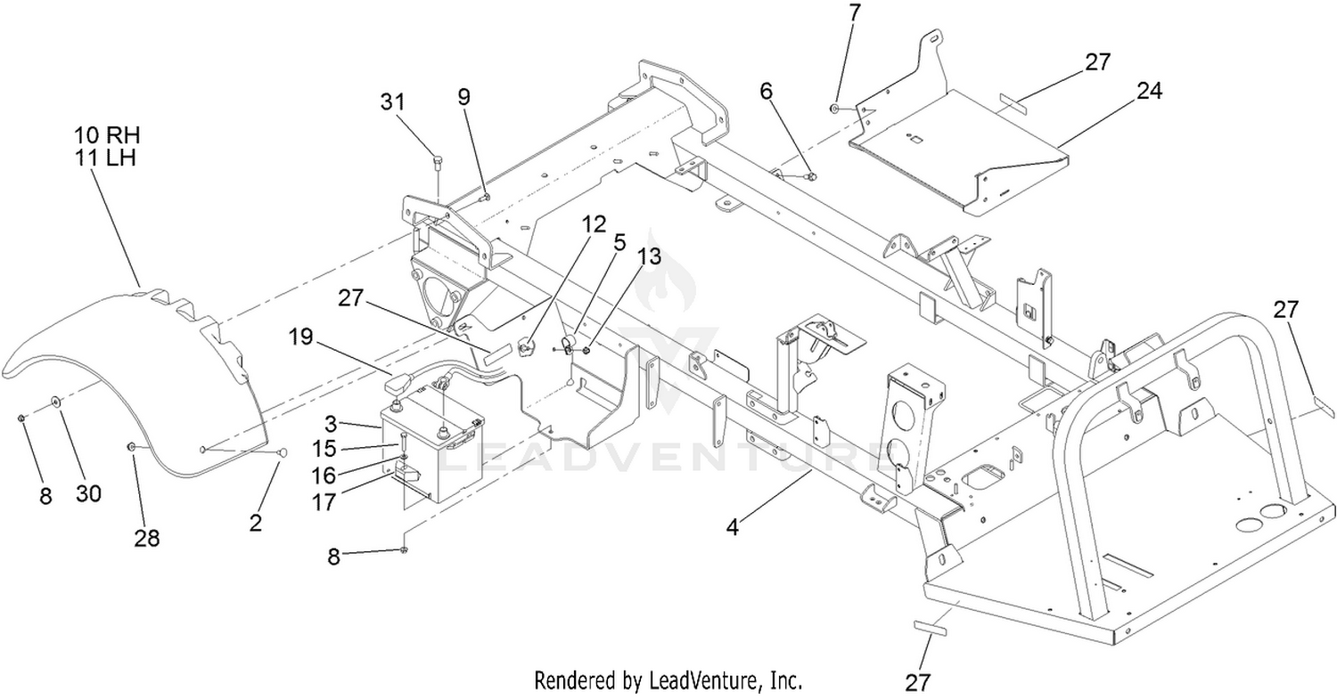 Rear Fender and Battery Mount Assembly
