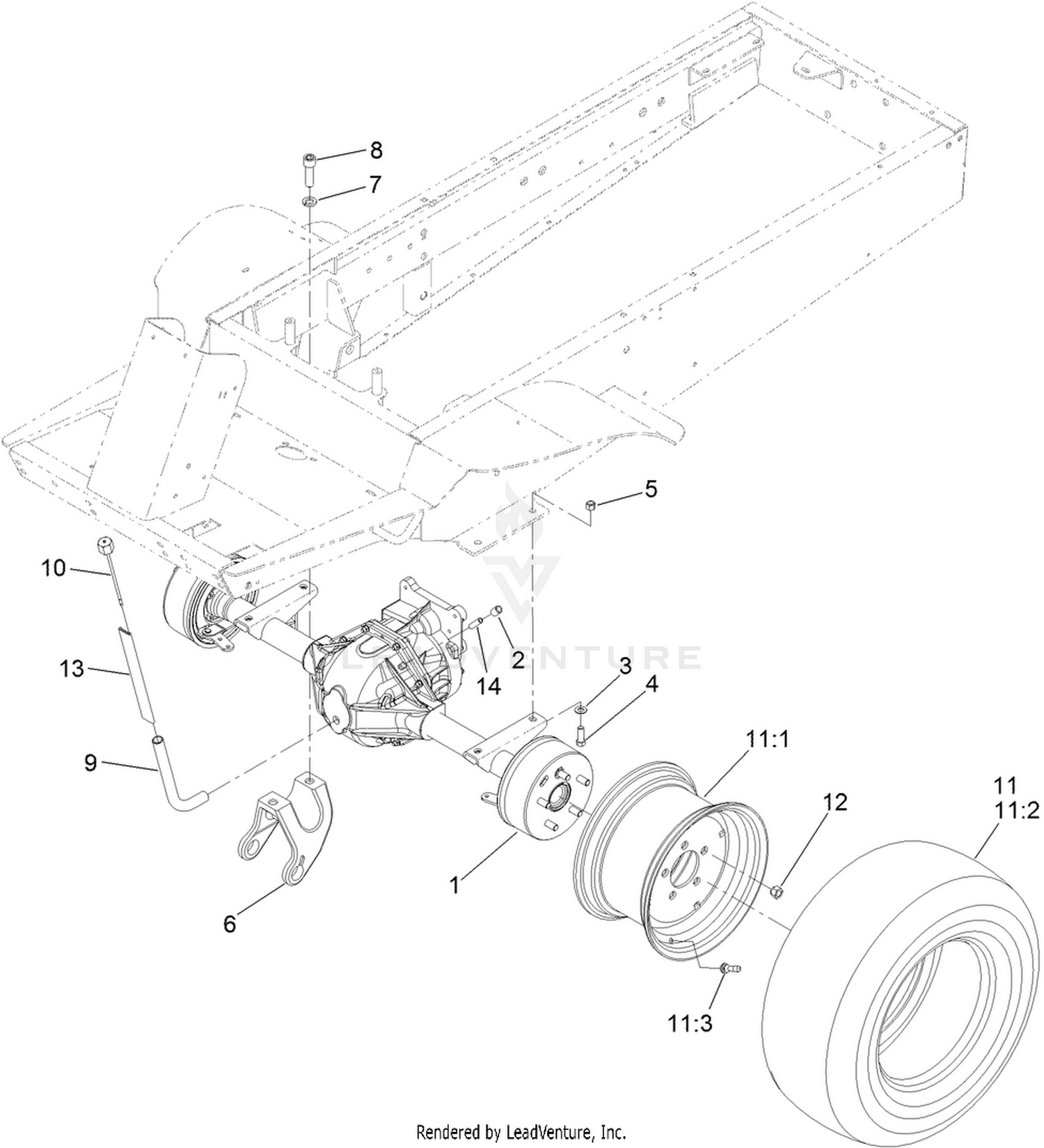 Front Axle and Wheel Assembly
