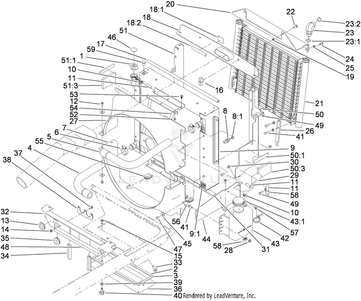 Radiator, Oil Cooler and Support Assembly