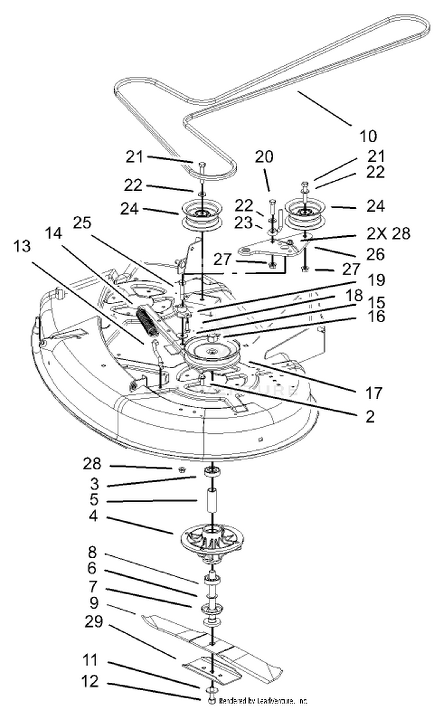 38in Deck Spindle and Belt Drive Assembly