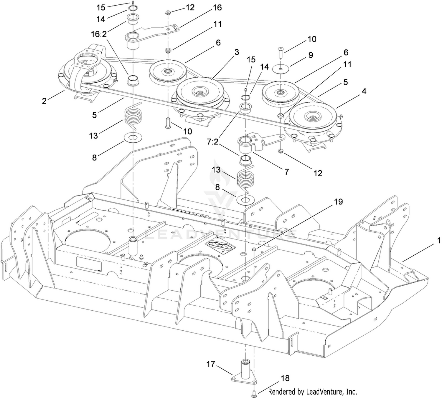 Right Deck  Belt and Pulley Assembly