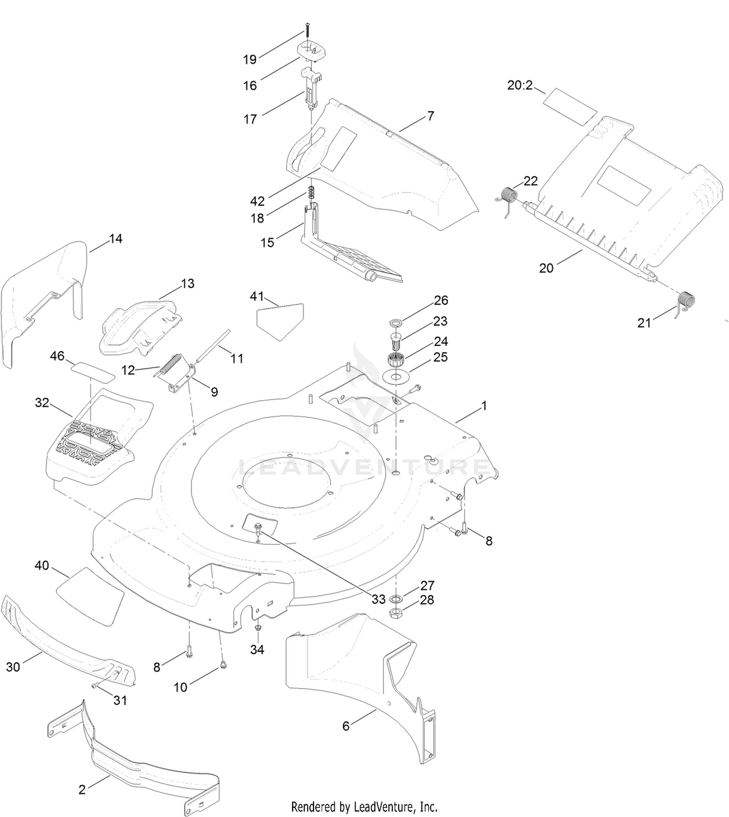 Housing and Rear Deflector Assembly