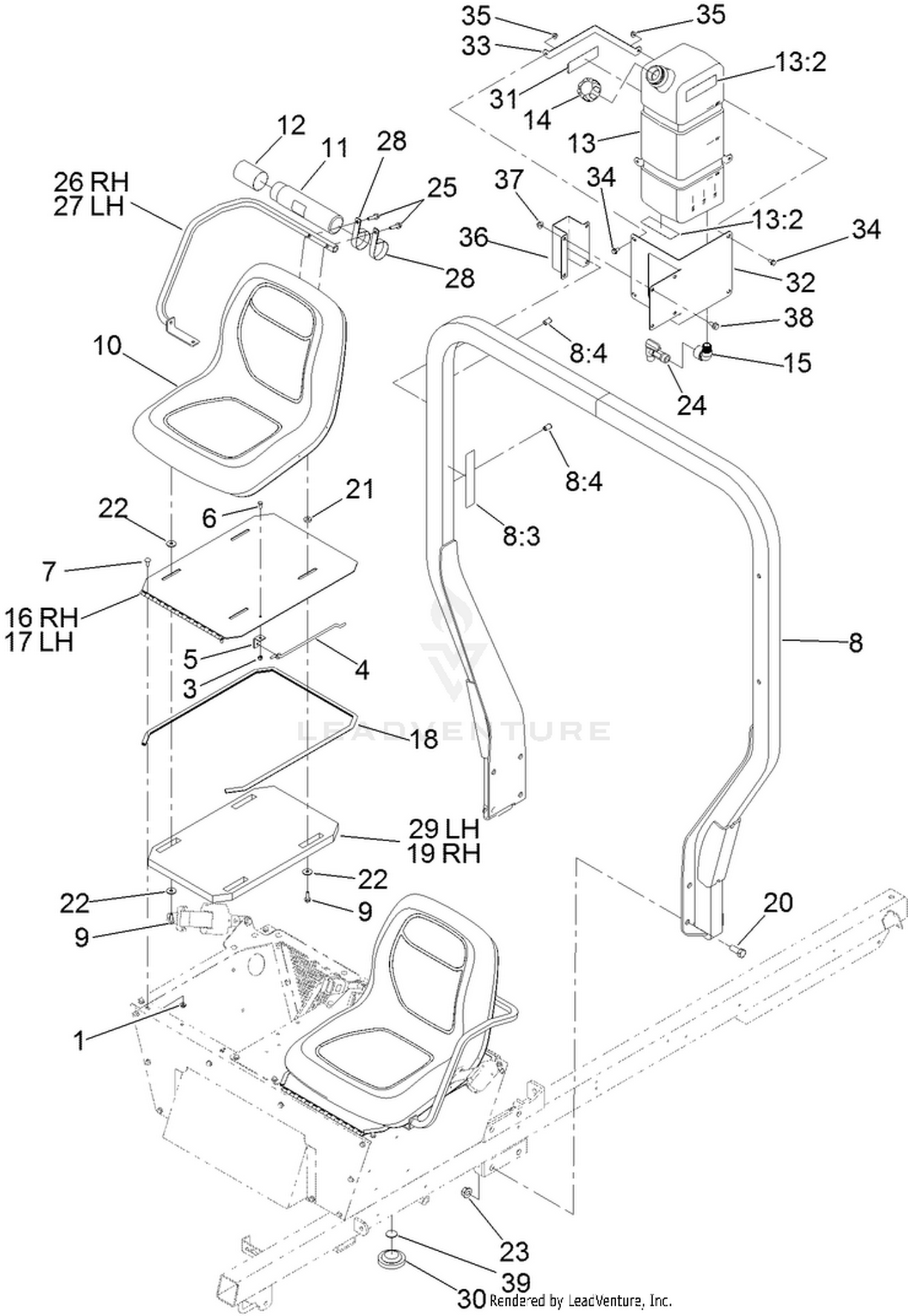 Seat, Fresh Water Tank and  Roll-Over Protection System Assembly