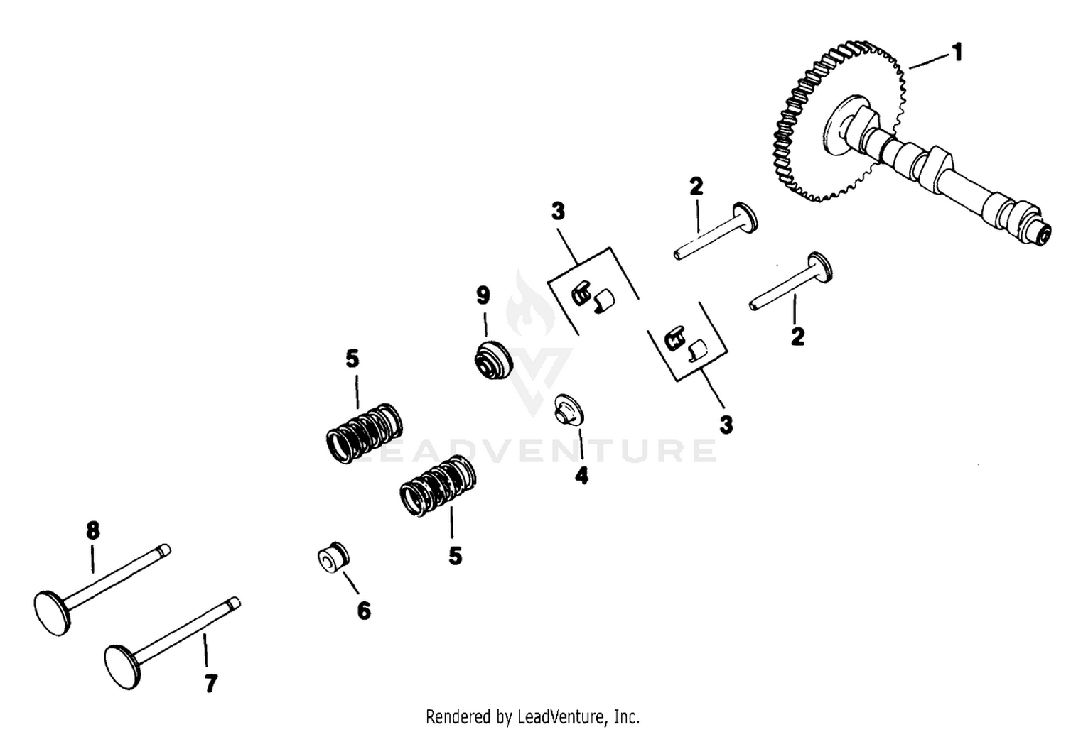 Camshaft  Valves-Engine Kohler Model No. M18gs-24657 (continued)