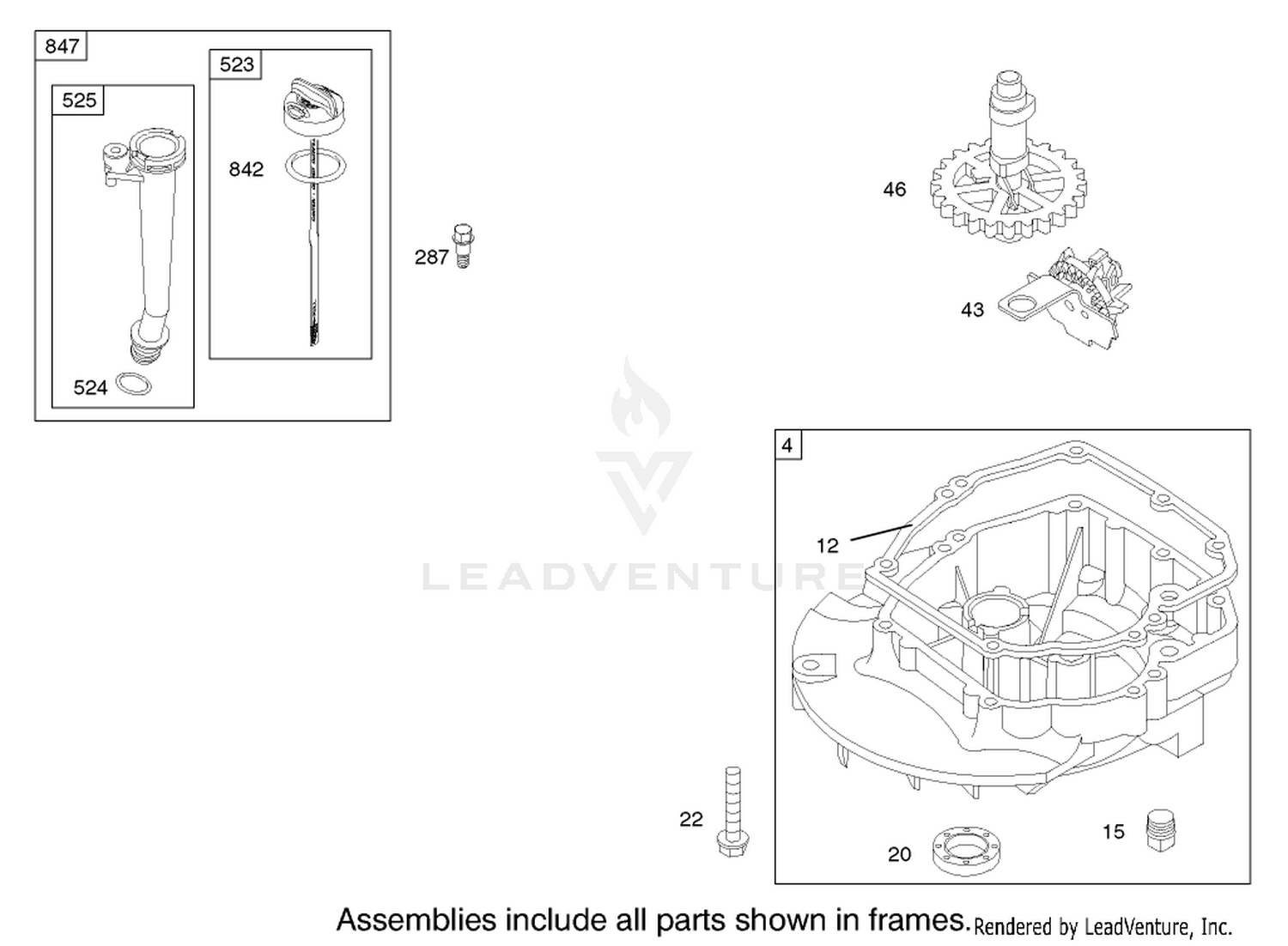 Crankcase Assembly Engine Briggs and Stratton Model 122607-0116-E1