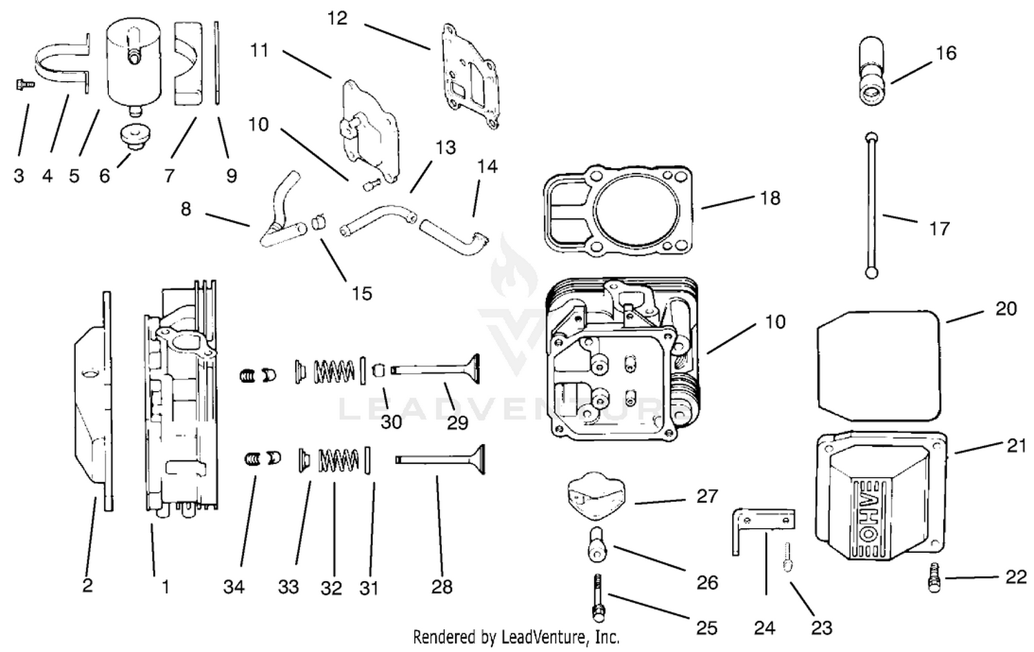Head/valve/breather