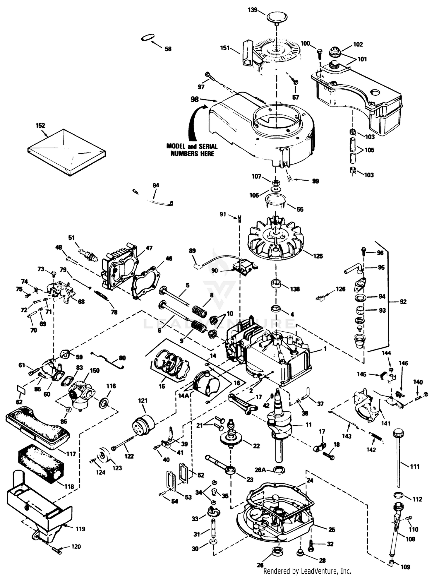 Engine Tecumseh Model No. Tvs100-44011b