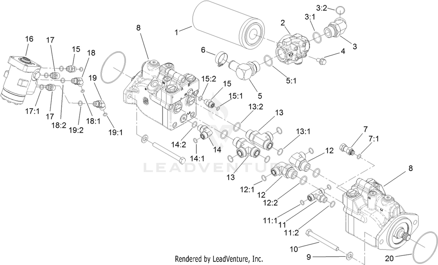 Drive Motor, Steer Valve and Filter Head Assembly