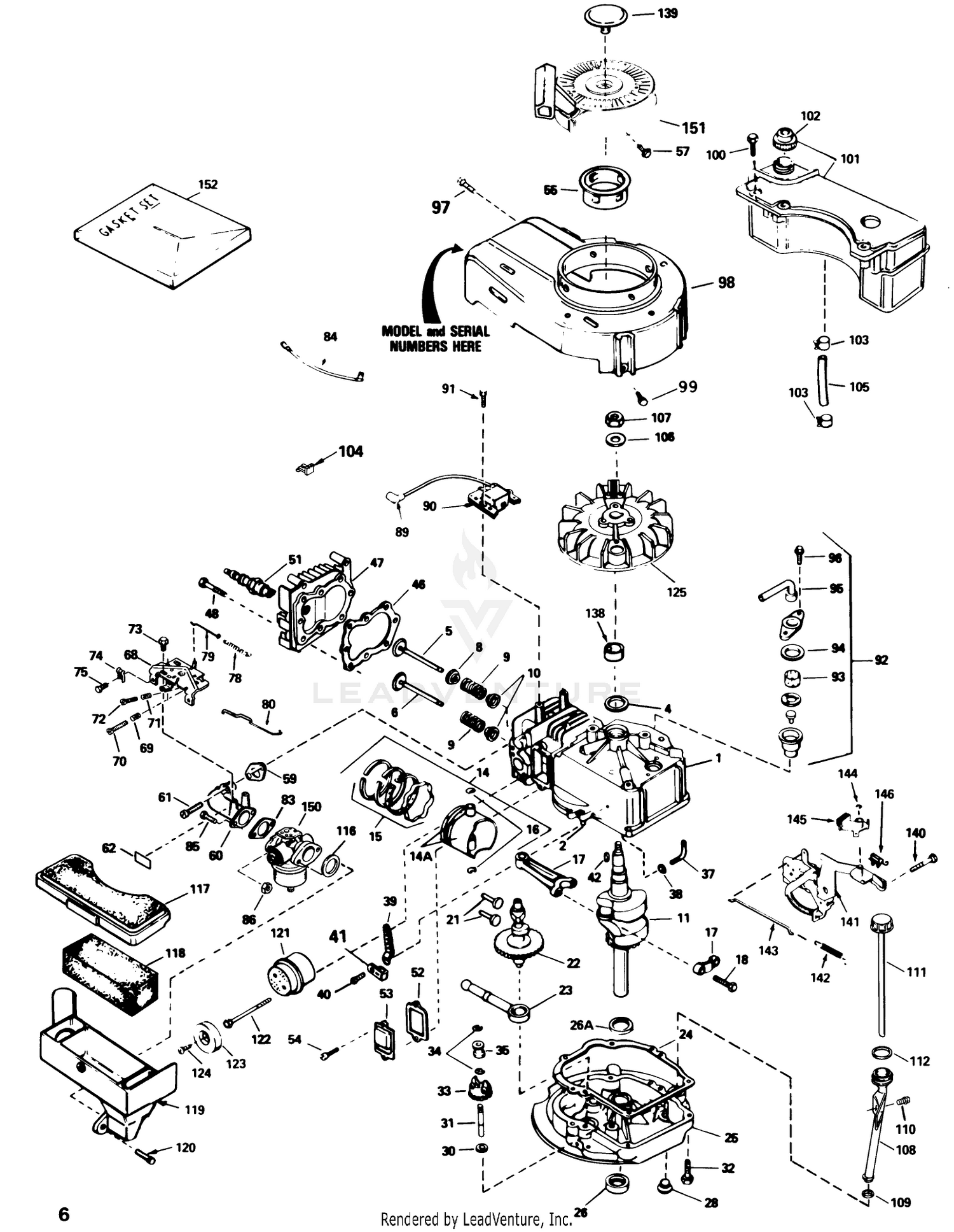 Engine Tecumseh Model No. Tvs100-44012b