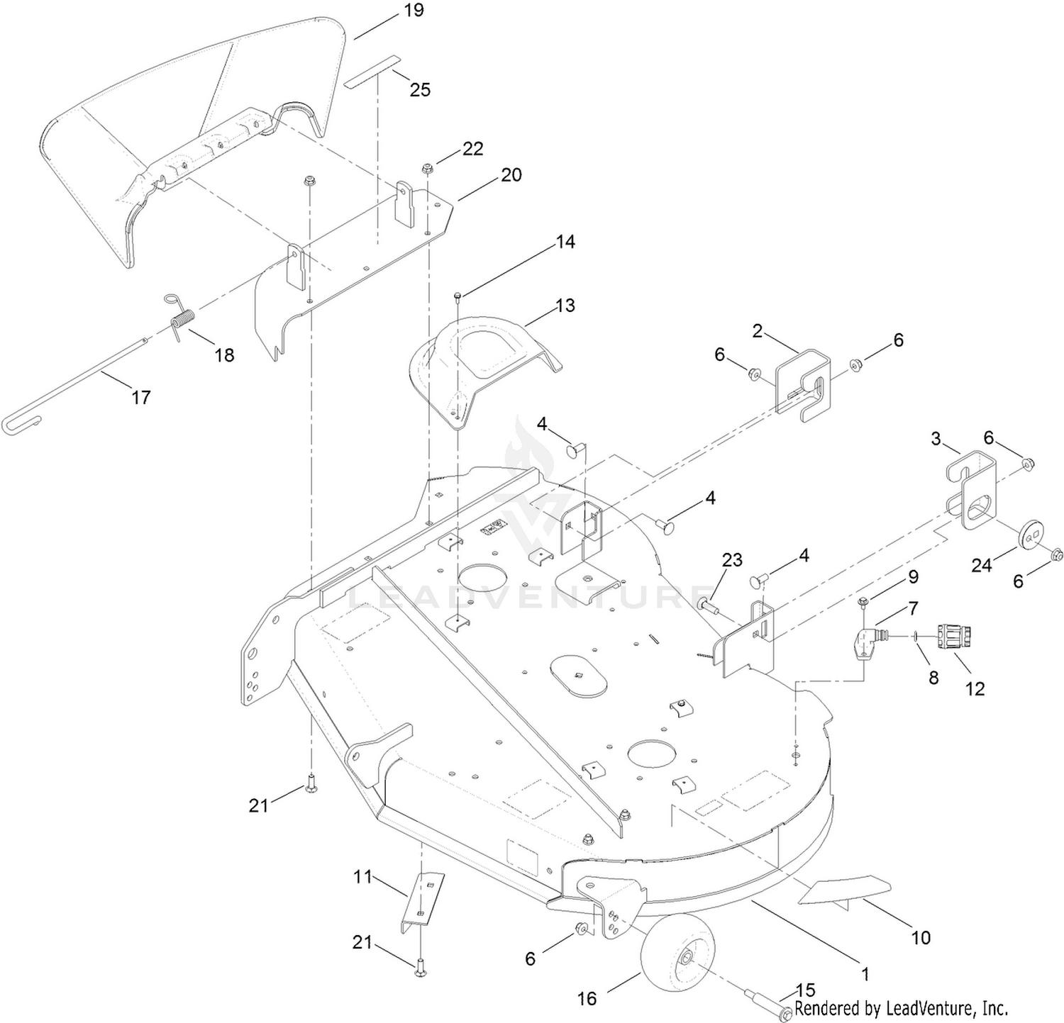 42 Inch Deck and Deflector Assembly