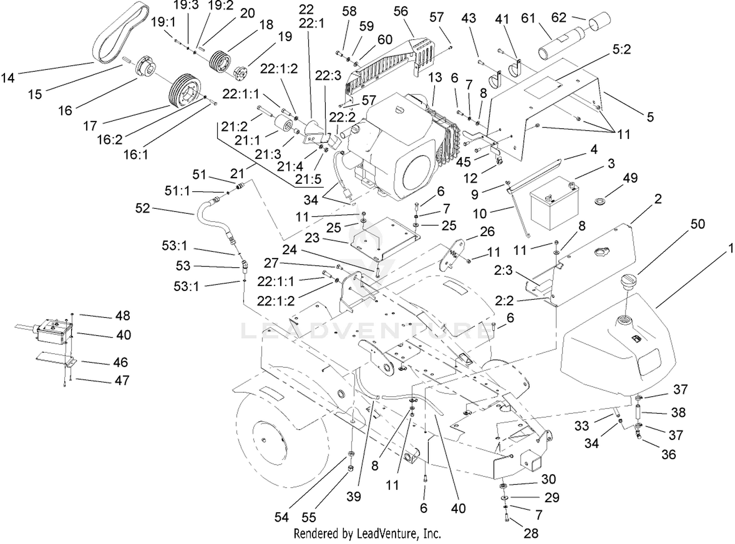 Engine and Fuel Tank Assembly