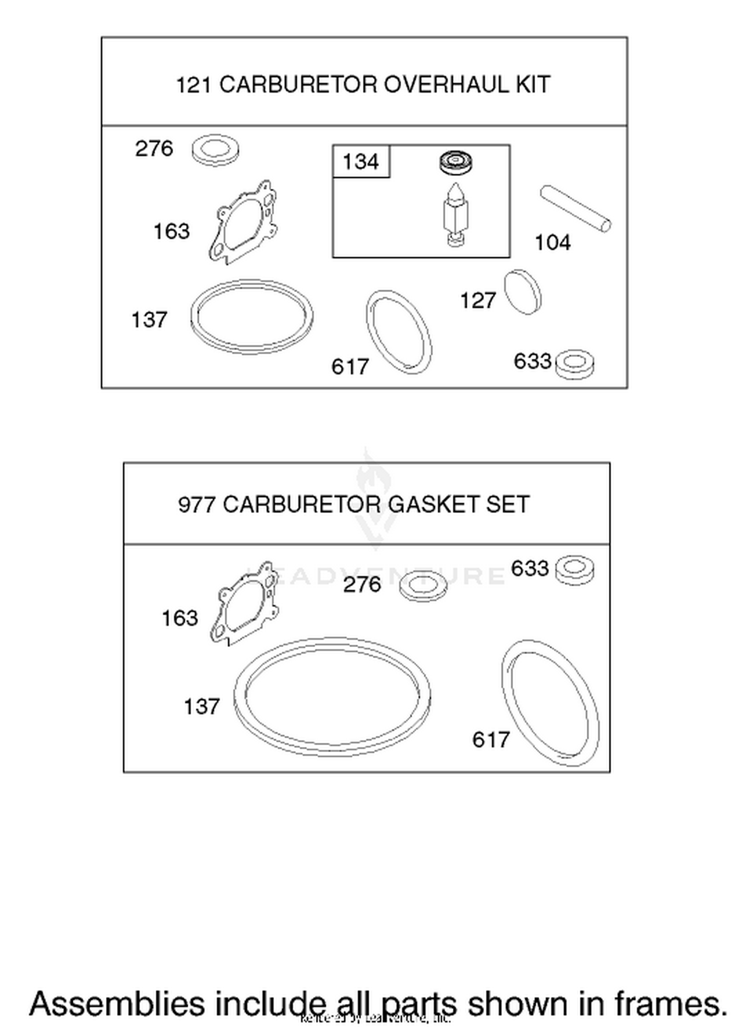 Carburetor Overhaul Kit Assembly Engine Briggs and Stratton Model 124K02-0110-B1