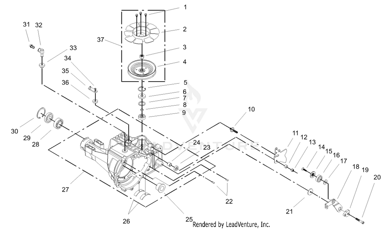 Housing and Fan Assembly  Transaxle Assembly No. 104-4310