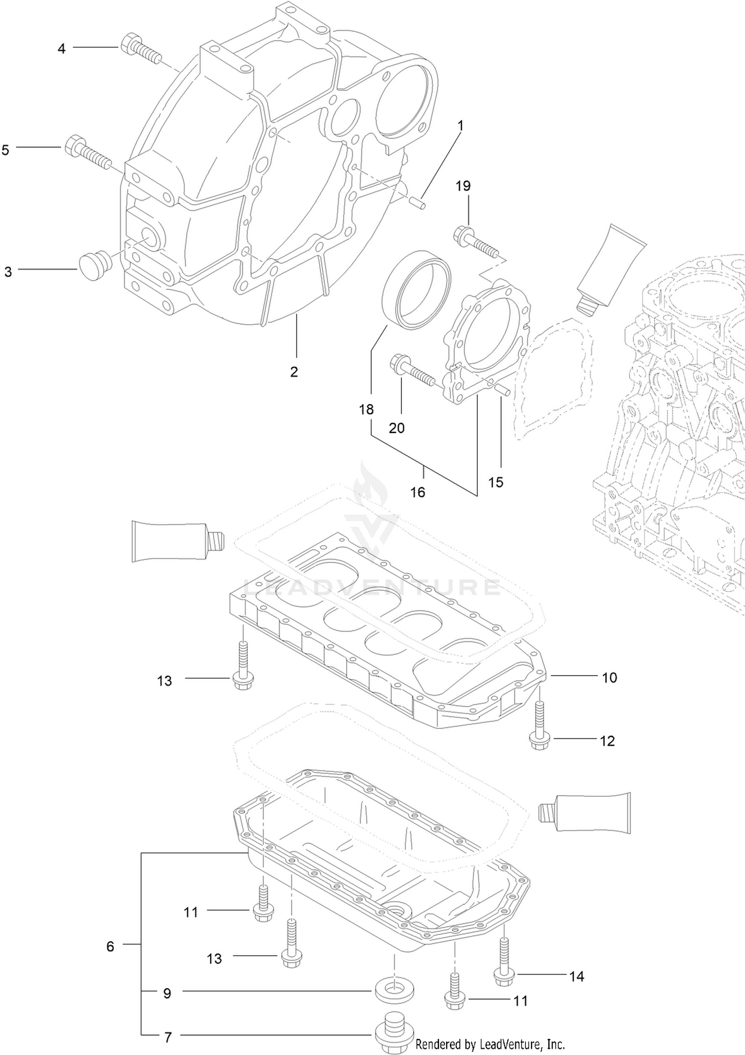 Flywheel Housing and Oil Sump Assembly