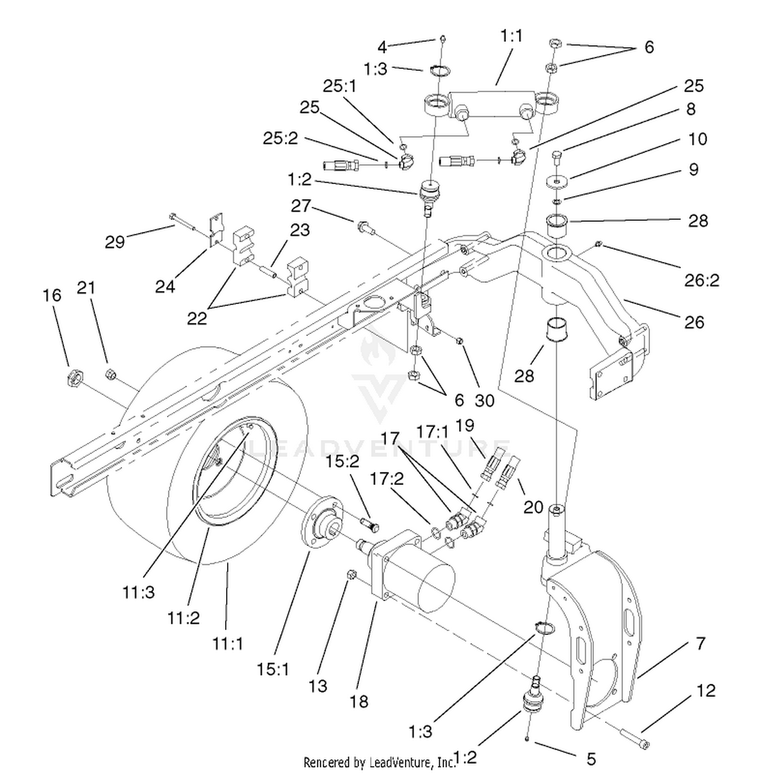Rear Fork And Tire Assembly