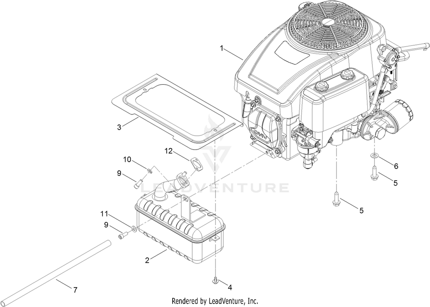 Engine and Muffler Assembly