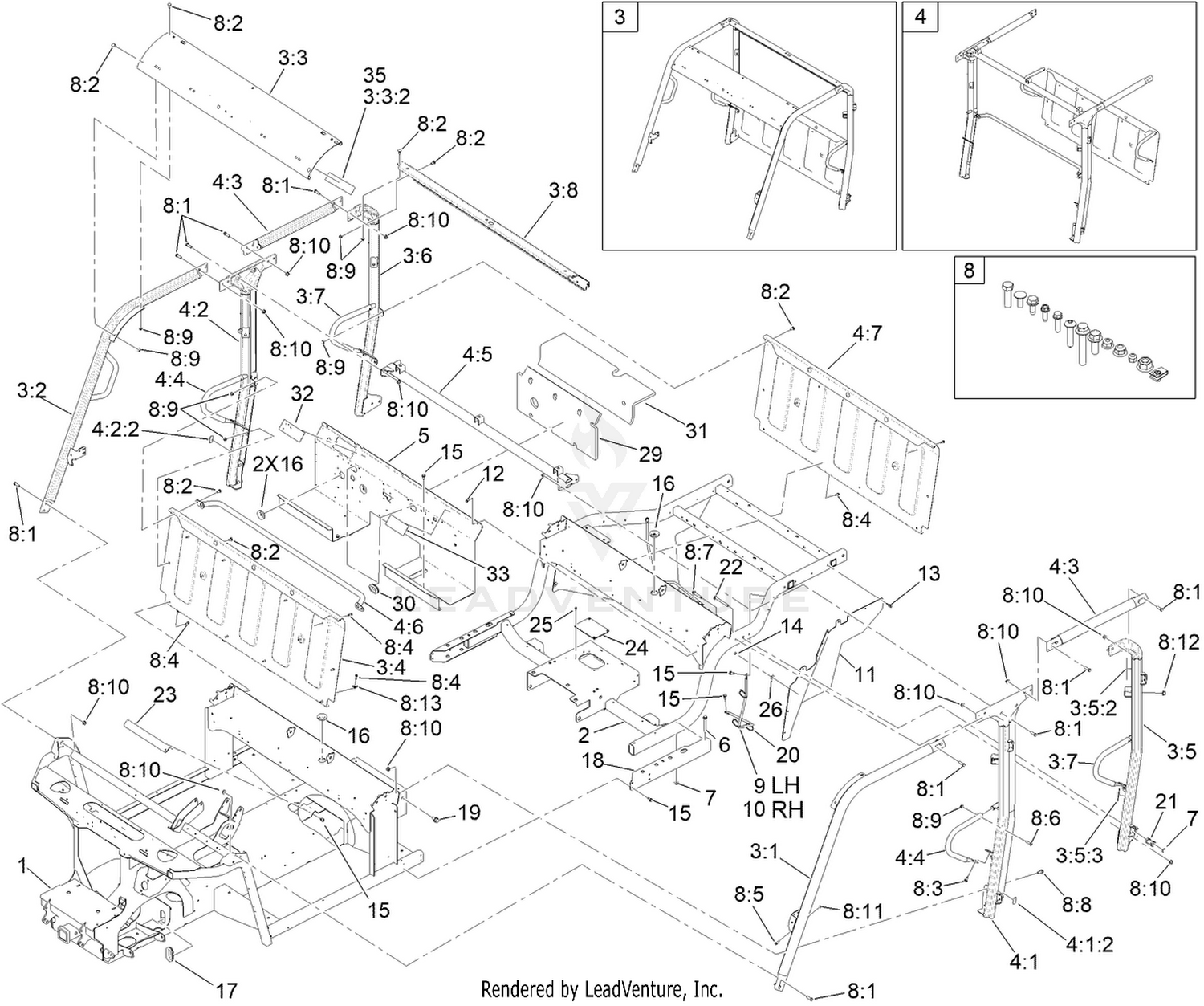Frame and ROPS Assembly