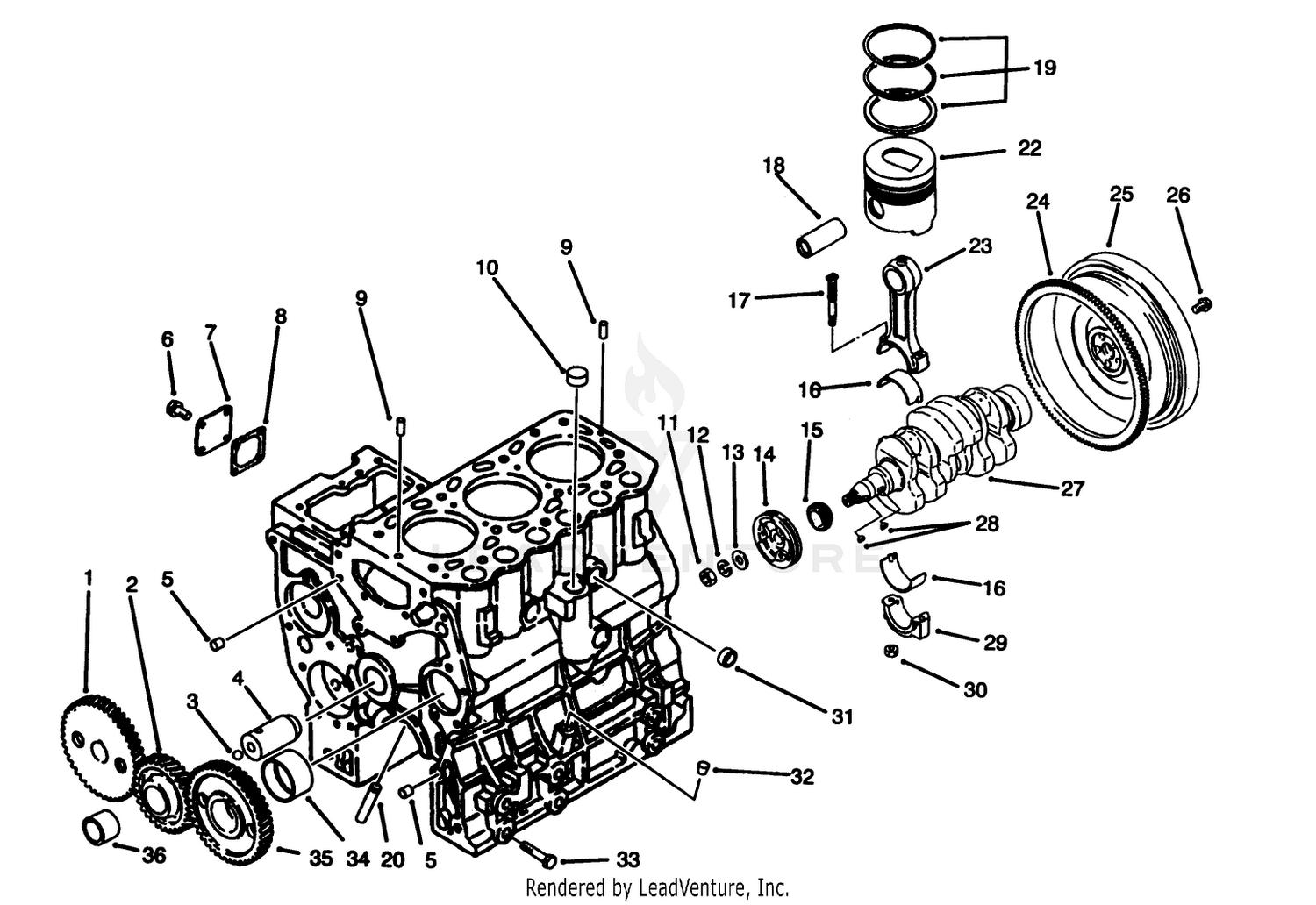 Timing Gear, Piston, Flywheel  Crankshaft