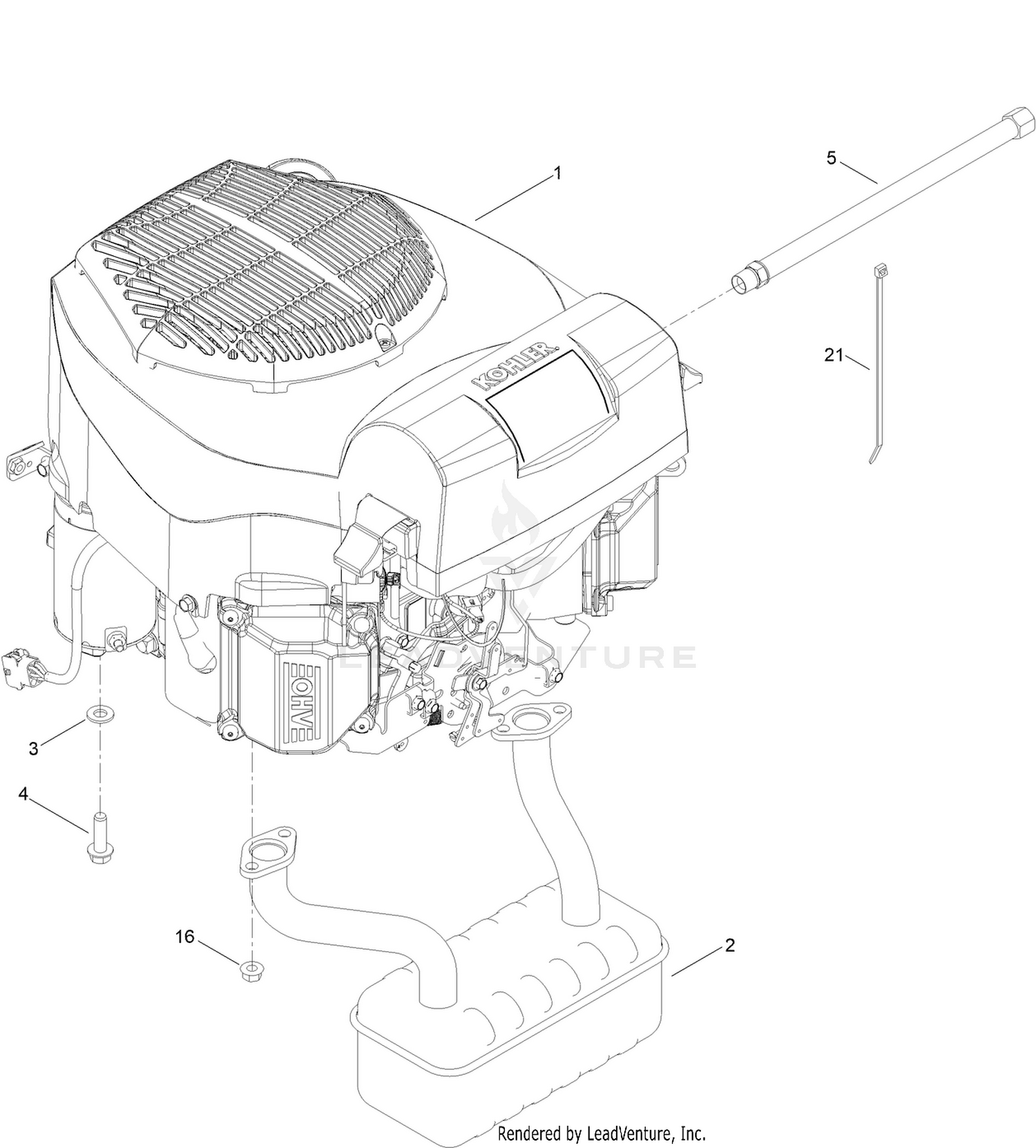 Engine and Muffler Assembly