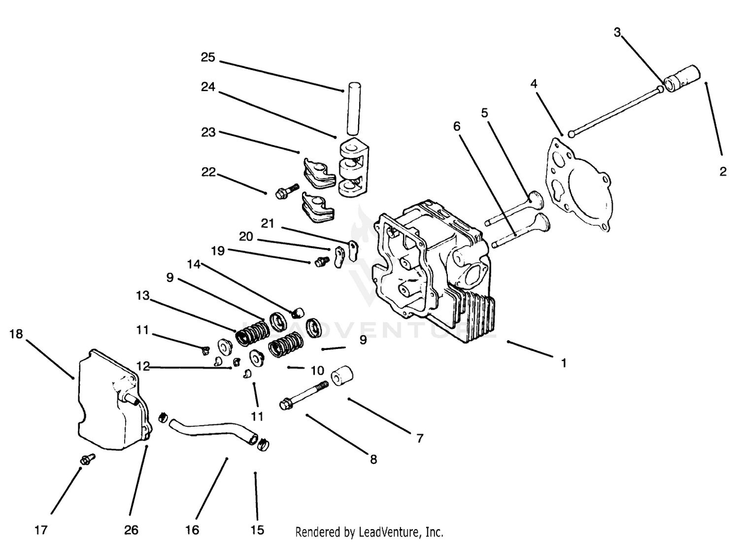 Cylinder Head/valve/breather-Engine Kohler Model No. Cv14 S-1429 (continued)