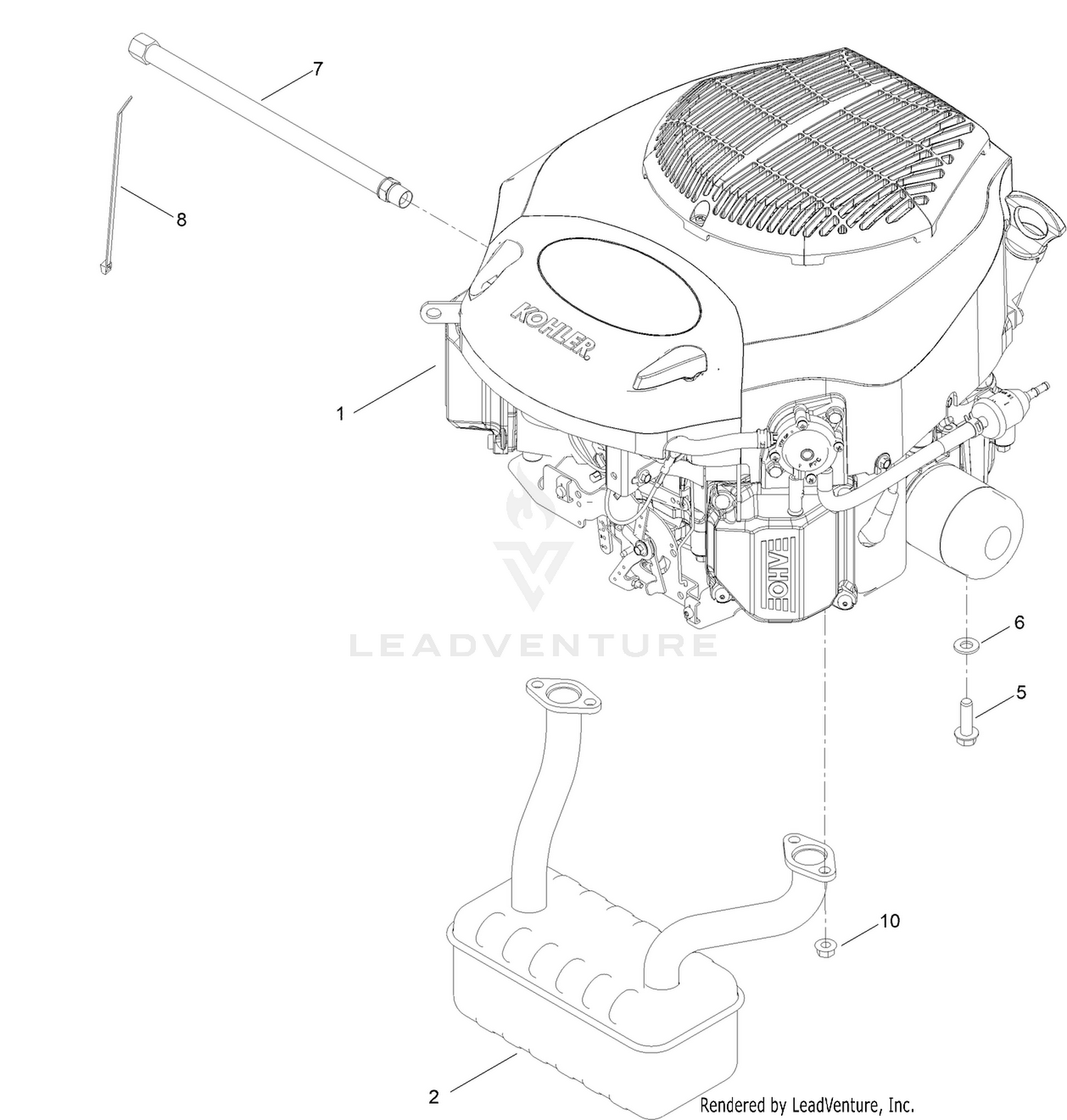 Engine and Muffler Assembly