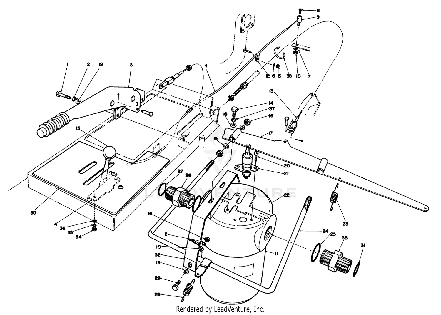 Parking Brake, Throttle  Oil Filter Assembly