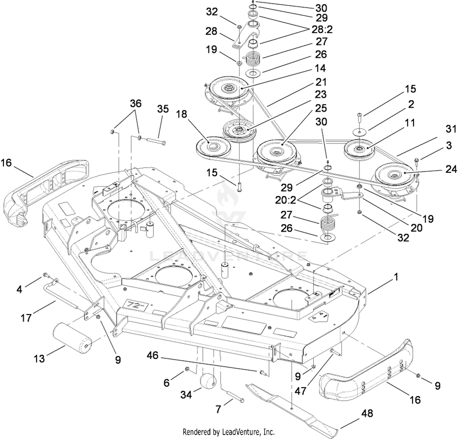 Deck Roller, Belt and Pulley Assembly