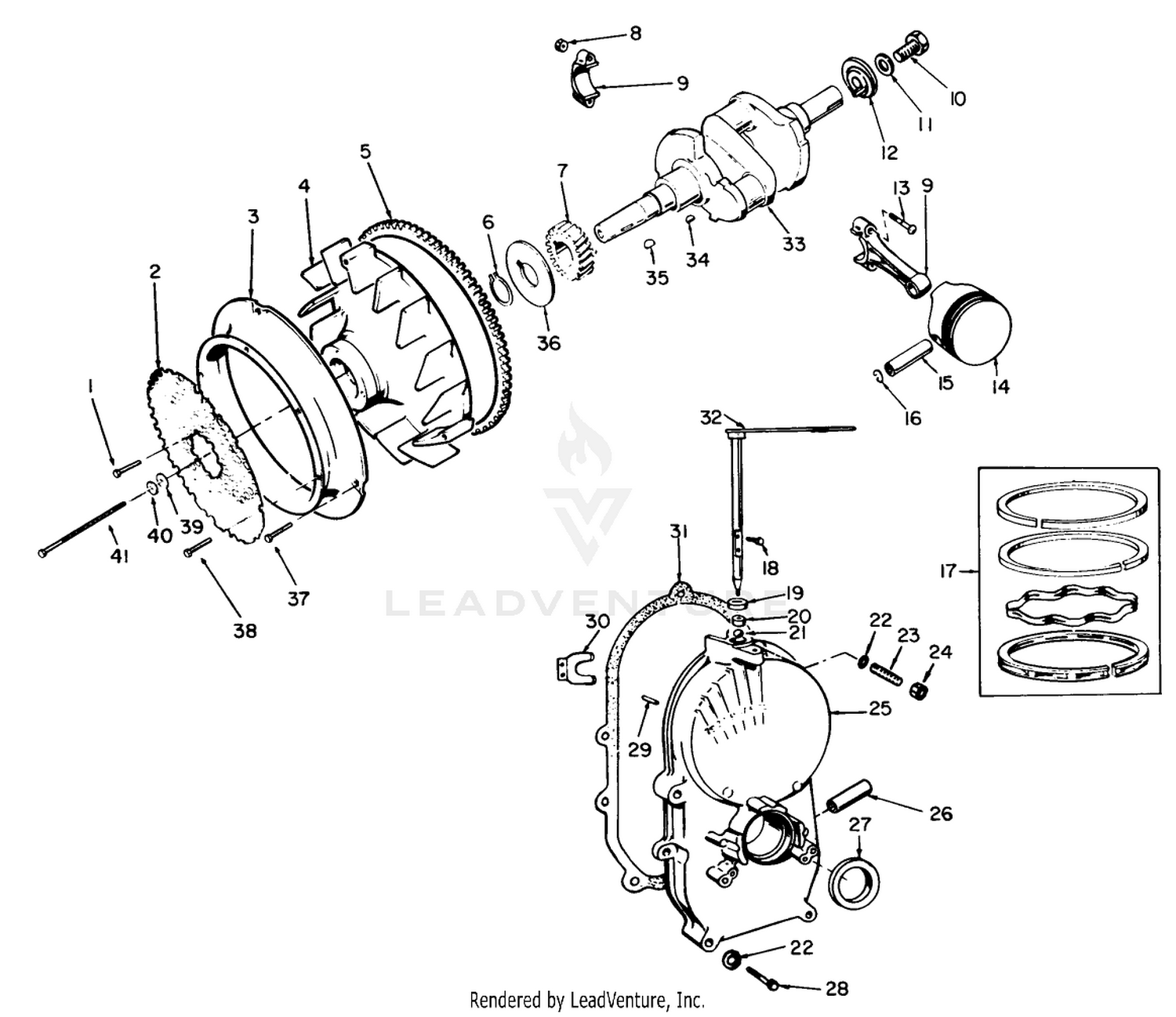 Engine, Model No. B48g-Ga020 Type No. 4139f Crankshaft And Flywheel