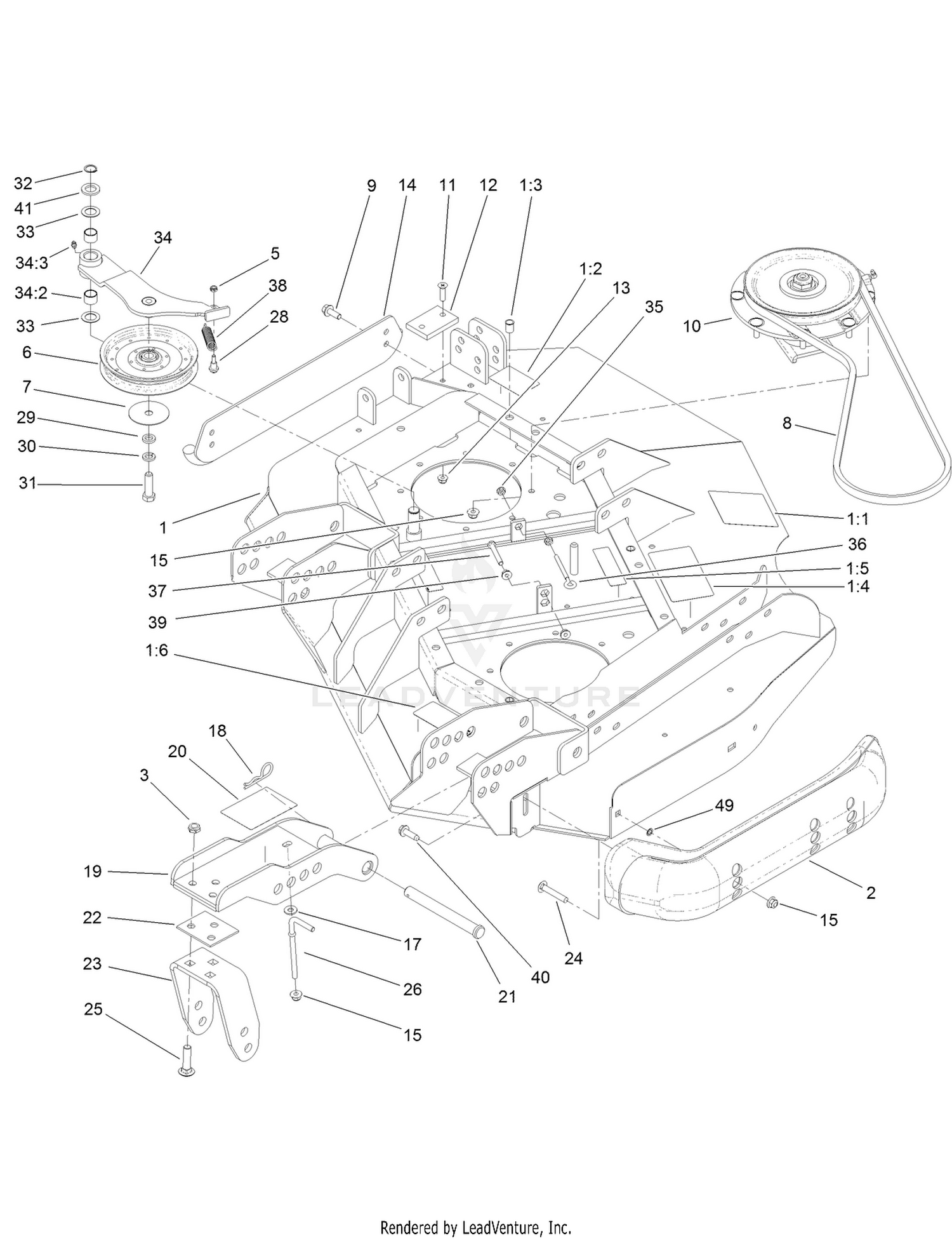 Left Deck Idler and Skid Assembly