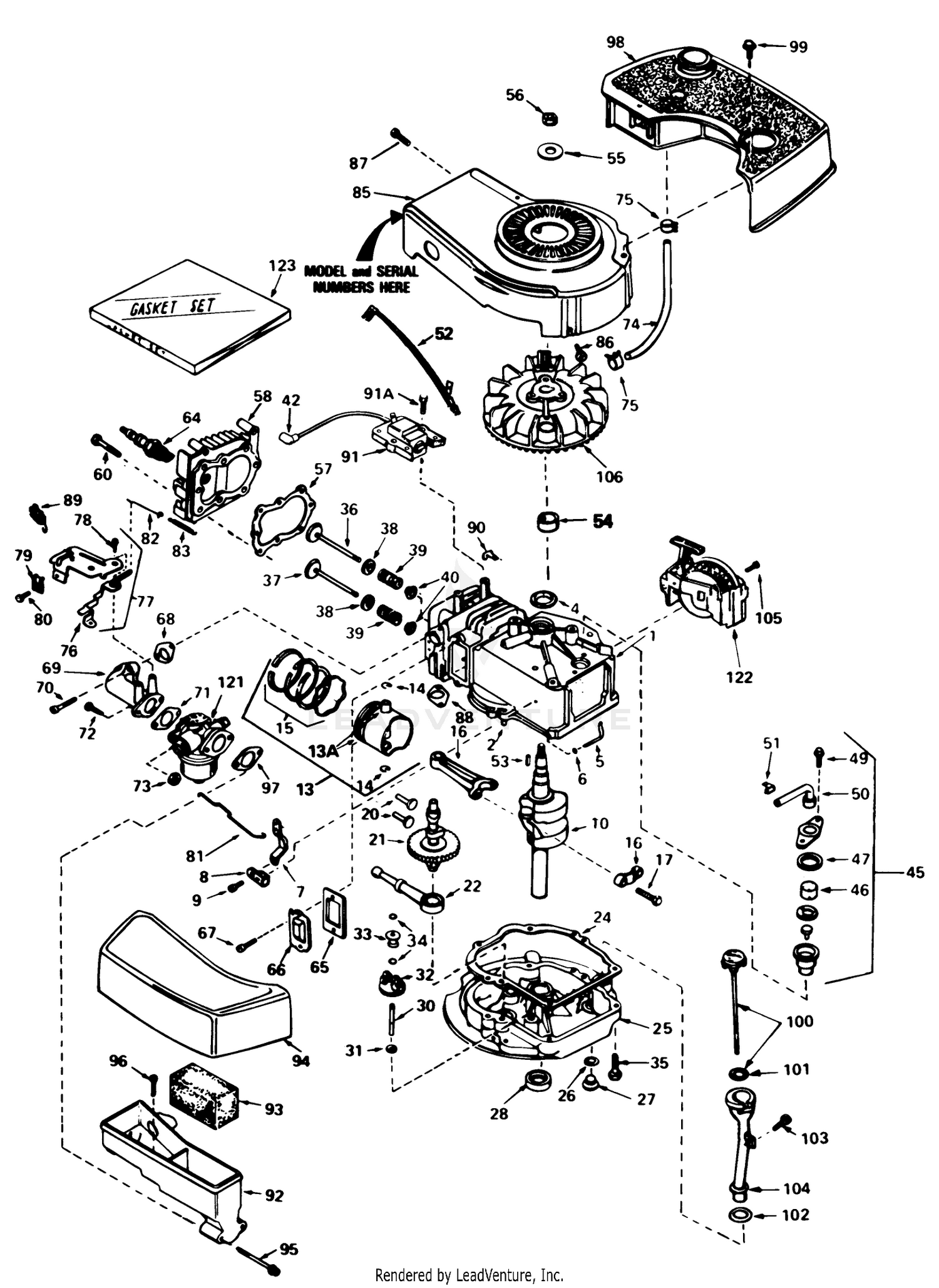 Engine Tecumseh Model No. Tnt 100-10077e
